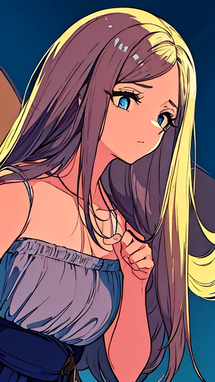 Uma branca, cabelo liso castanho claro com os olhos castanhos escuros, venting about being in love and confused at the same time to the Moon and the Moon is listening to her vent