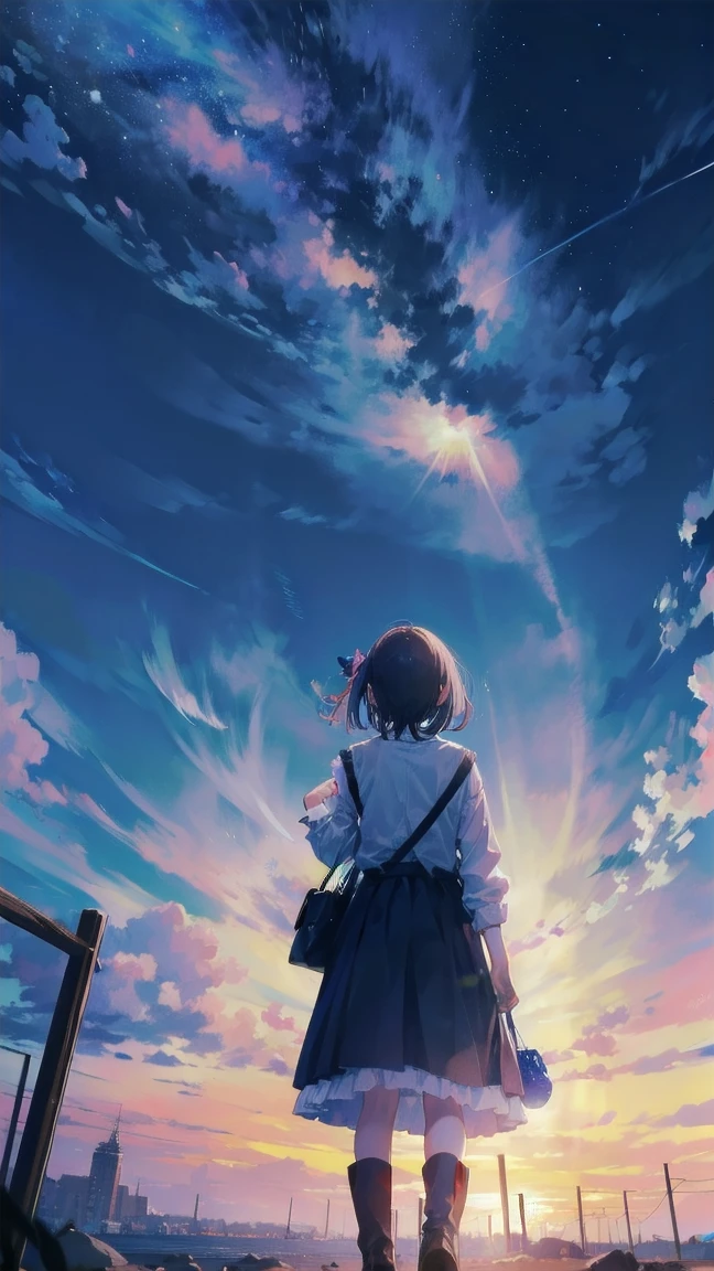 Girl looking up scene 1: 黄昏のtowerの影 少女は空を背に静かに佇む, Dyed azure. 彼女の目の前にそびえ立つのはバベルのtowerと呼ばれる巨大な建造物だ. The Shape, Like piercing the clouds, It&#39;s like it&#39;s reaching the sky. 少女の視線はtowerの頂上へ向けられる. tower, Enveloped in the darkness of the evening, Creates a fantastic atmosphere. towerの表面には複雑な模様が刻まれている. Old-fashioned. 少女はtowerの奥で何かを感じたようだ. Is it a memory of a classic story?、Or is it a longing for an unknown fantasy world?? Scene 2: Memories of the starry sky As countless stars twinkle in the night sky、少女はtowerの頂上に立つ. At her feet, The city lights shine like jewels. The girl closes her eyes and takes a deep breath. 夜風の匂いとtowerの古い匂いが混じる. The girl&#39;s mind replayed a famous story. The girl read a story of adventure and friendship.。 . The main character of the story, Like a girl, バベルのtowerに登りました. There, She met her friends、Overcoming various difficulties. One day the girl had a dream。, Like the main character, I&#39;ll go on an adventure. Scene 3: 朝焼けの約束 朝日の光がtowerを照らす頃、少女はtowerを出た. think back, towerは朝日に輝いて神々It even seemed. 少女はいつかまたこのtowerに登ると決めた. And she, She vows to tell the rest of the story. step by step, The girl walked into the future,cherry blossoms
