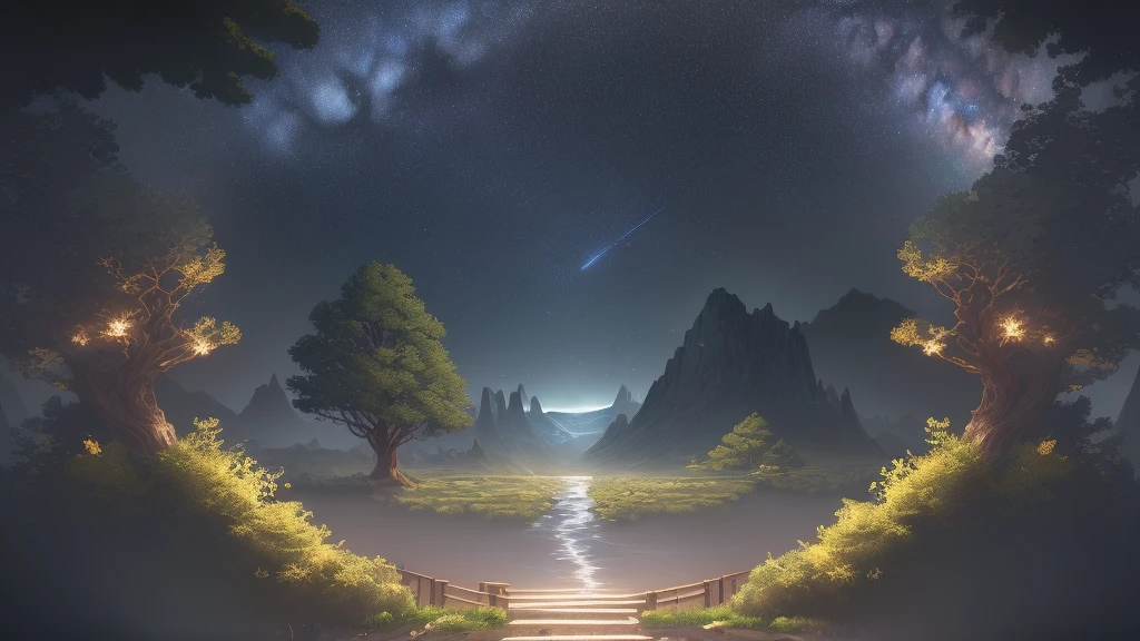 masterpiece, highest quality, (Highly detailed CG Unity 8K wallpaper), (highest quality), (best illustrations), (best shadow), glow sprite, starry sky, (night sky), Super detailed,Mysterious,nature