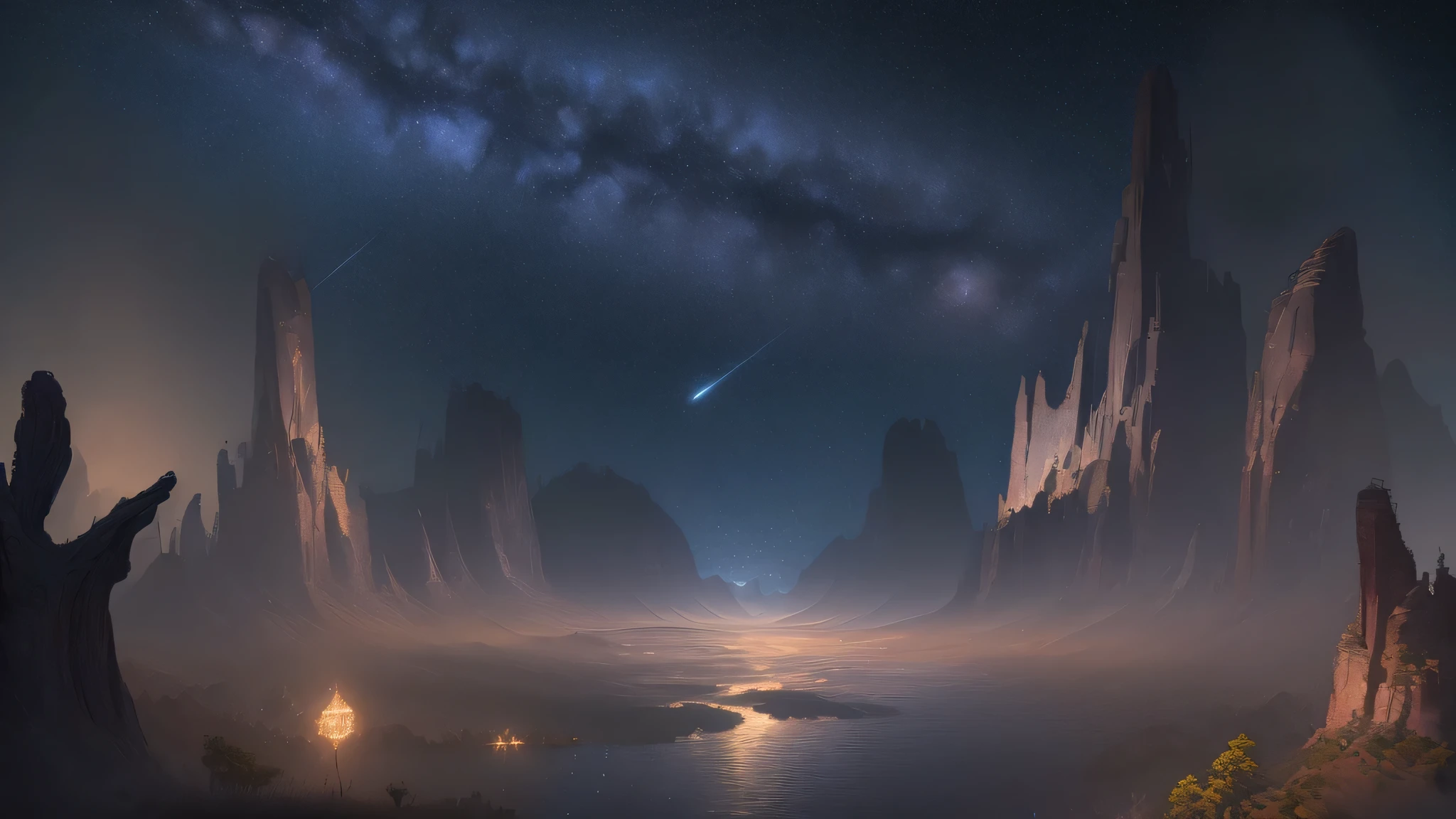 masterpiece, highest quality, (Highly detailed CG Unity 8K wallpaper), (highest quality), (best illustrations), (best shadow), glow sprite, starry sky, (night sky), Super detailed,Mysterious,nature