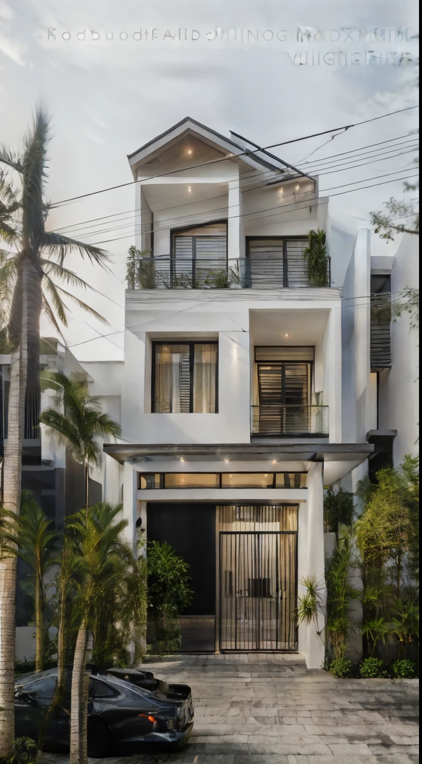 RAW photo, outdoor, (residential architecture exterior:1.3), 1 house architecture, (elegant), Singapore tropical modern house style, white wall and glass and rock and black steel and wood, (Luxury home with exquisite finishing:1.3), (wood),Beautiful tropical garden, warm yellow light in the interior, dark night sky, (high detailed:1.2), (Evening environment with warm dominant interior lighting), 8k uhd, ds, soft lighting, high quality, film grain, Fujifilm XT3   