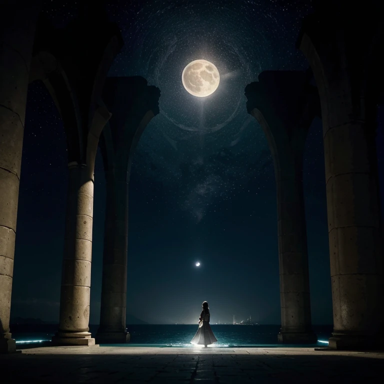 Create a series of moon images in an impressive yet whimsical style. Chaque image doit capturer la lune dans une perspective unique, illuminating an imaginary landscape that defies reality. The first image will show the gigantic moon, suspendue bas dans le ciel au-dessus d'une forêt ancienne où les arbres semblent étirer leurs branches pour la toucher, bathed in silvery light that brings dancing shadows to life on the ground.
La deuxième image plongera les spectateurs sous la mer, where the moon, vue à travers l'eau cristalline, shines intensely, éclairant un royaume sous-marin mystique peuplé de créatures luminescentes et de coraux aux couleurs vives, créant une atmosphère de calme et de mystère.
The third should transport the observer to a desert of gentle dunes, avec la lune pleine suspendue directement au-dessus d'une oasis luxuriante. The water of the oasis reflects the moon, while shooting stars add a touch of magic to the scene, suggérant un lieu de souhaits et de rêves devenant réalité.
For the last image, imagine a futuristic urban scene, where the moon domine le ciel nocturne, illuminating high-tech buildings and flying vehicles with a soft, whimsical glow. The light of the moon creates a striking contrast with the artificial lights of the city, offering a moment of tranquility in the midst of technological chaos.
Each image should be rich in detail and color, with particular attention to how light from the moon interacts with and transforms its environment, adding a dimension of wonder and wonder to already extraordinary scenes.