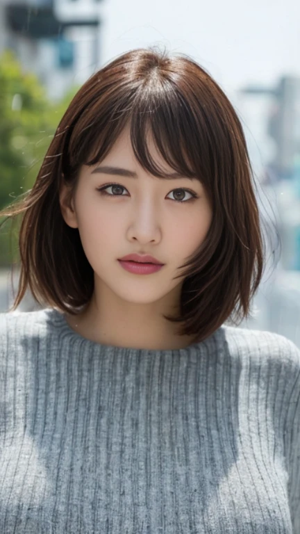 ((best quality、8K、master piece:1.3))、sharp、:1.2、perfect body beauty:1.4、slim abs:1.2、((layered hairstyles、huge boobs:1.2))(rain、street、:1.2)、Wet:1.5、Highly detailed face and skin texture、detailed eye、double eyelid、Looking at the camera、portrait photography、Knitted fabric dresses