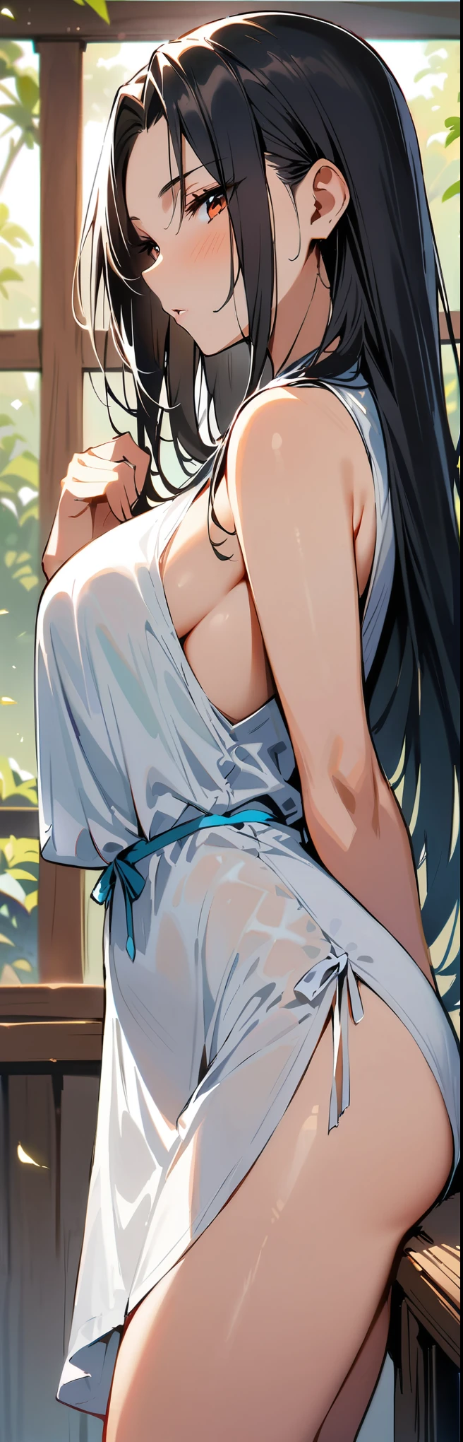 (masterpiece, best quality:1.2), 1girl, solo, Shiranui Mai, black hair,long hair,
