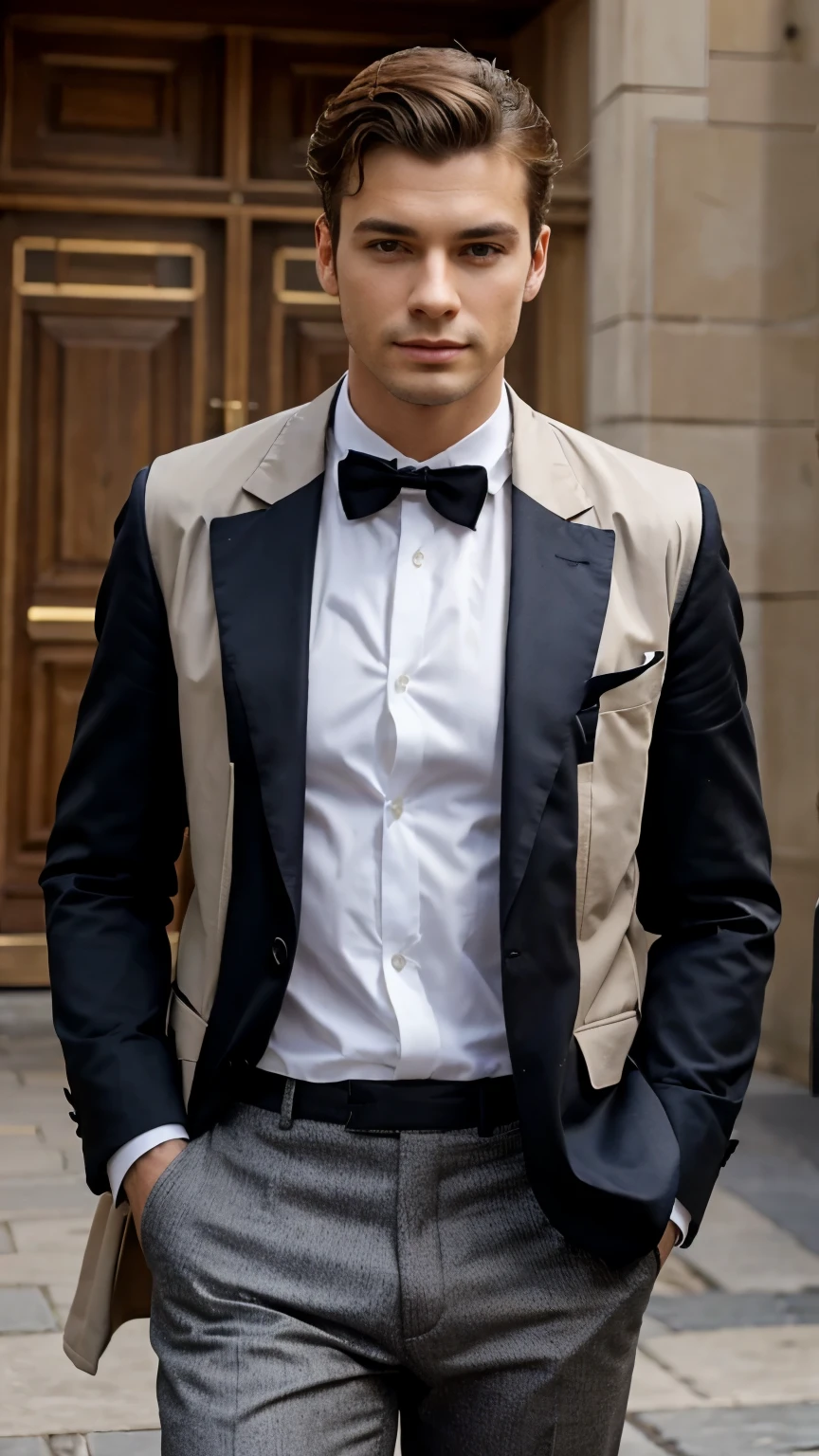 Jeune homme mature en costume bien stylé