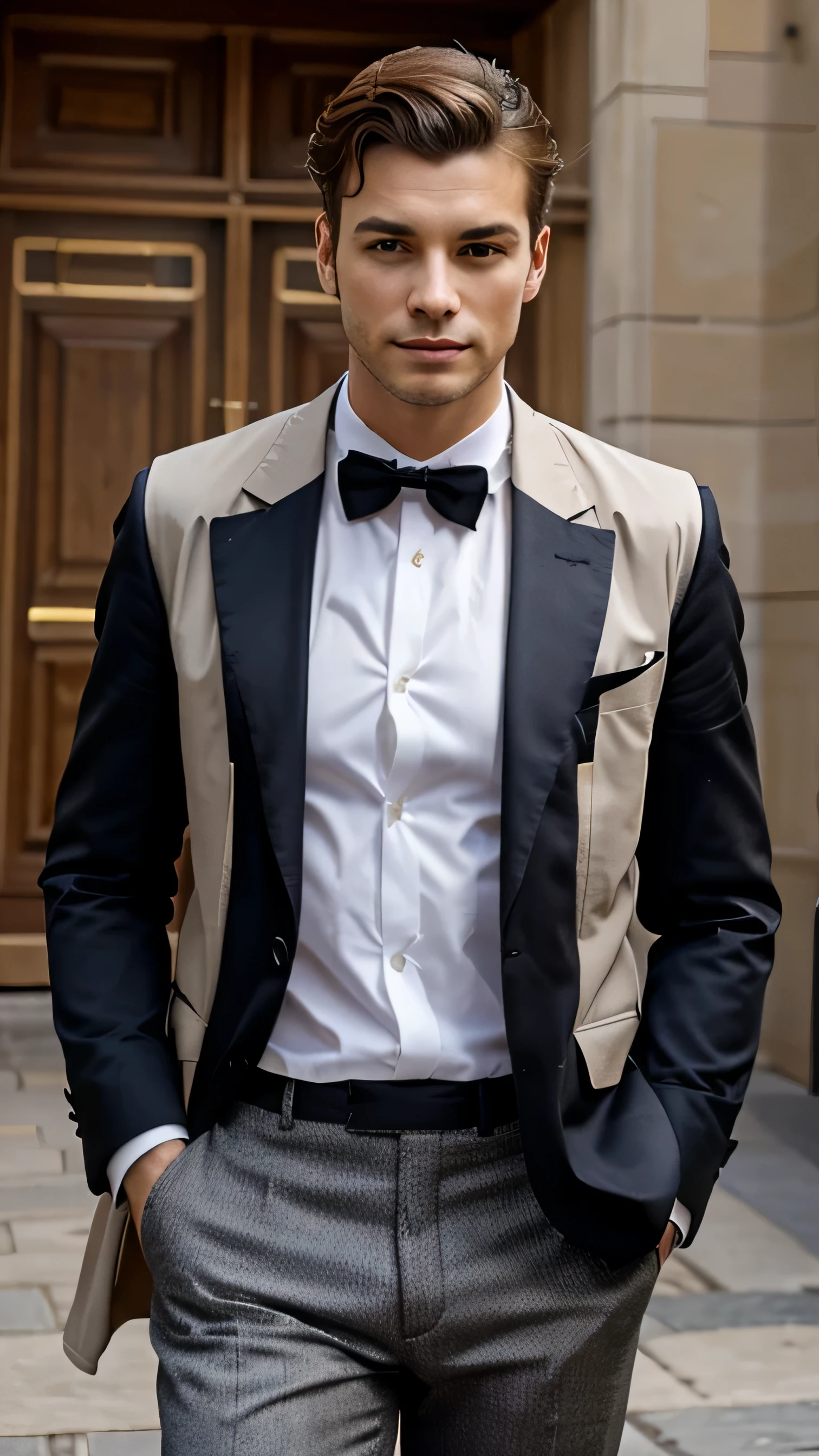 Jeune homme mature en costume bien stylé