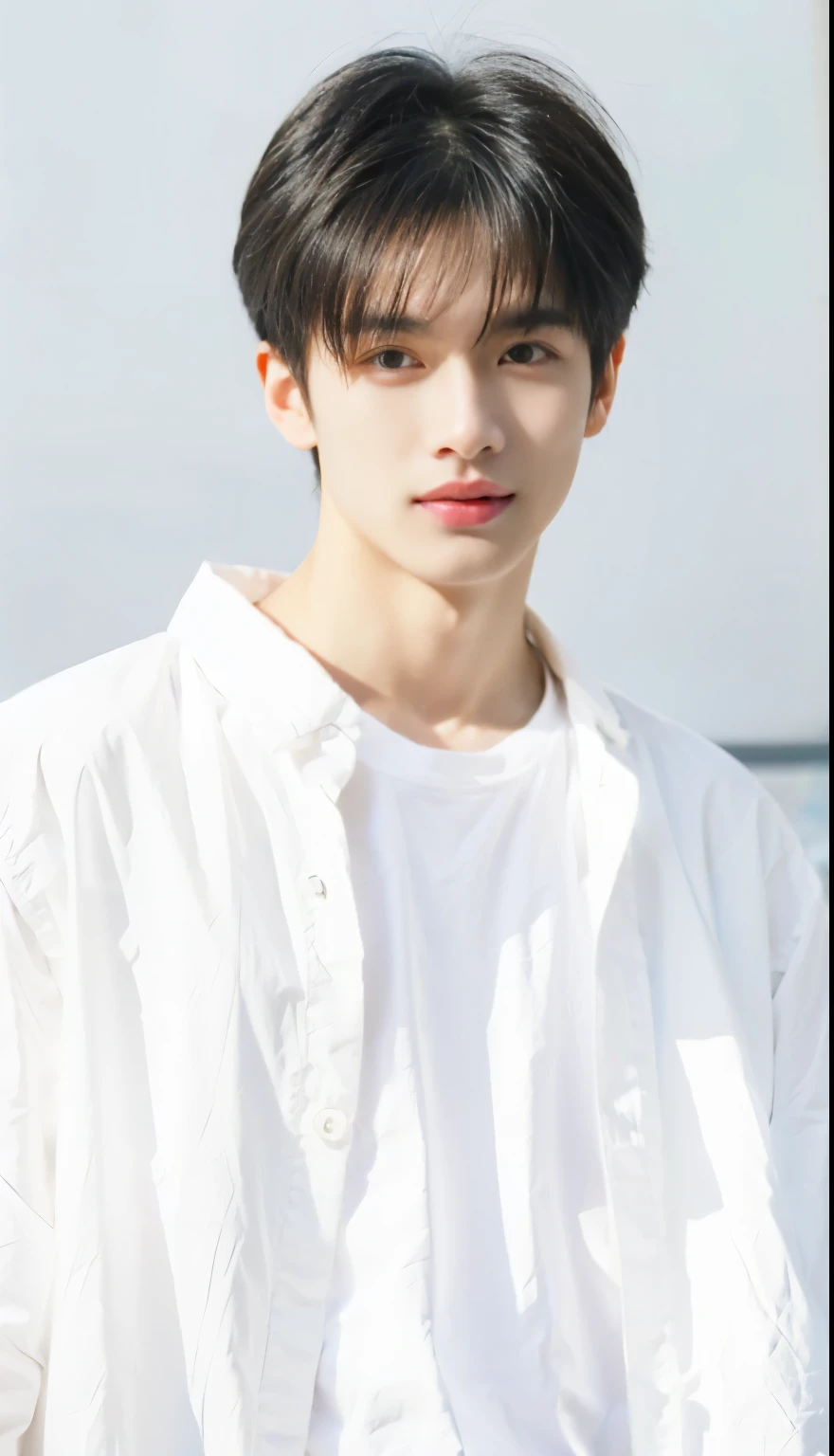 Close-up of a person wearing a white shirt and white blouse, Cai Xukun, Inspired by Bian Shoumin, Inspired by Zhang Han, jinyoung shin, tian zi, yanjun chengt, Ruan Jia Meili!, Inspired by Ma Yuanyu, Jia Yan, Young Ten Thousand Angels, xintong chen, Bian Luan, by Cheng Jiasui
