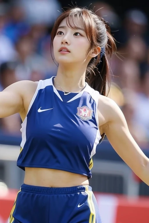 ((Top Quality, 8K, Masterpiece: 1.3)), Sharp: 1.2, Perfect Body Beauty: 1.4, Slim Abs: 1.2, ((Layered Hairstyle, Big: 1.2)), Wet: 1.5, Highly Detailed Face and Skin Texture, Detailed Eyes, Double Eyelids, Aspect Looking at the Camera, Black Hair Shortcut, Fighting, Bullish, Muscle, Sweat, (Pro Wrestling: 1.2), Full Body, Fighting pose, portrait photo of hot woman in college wrestling singlet, blonde, kick