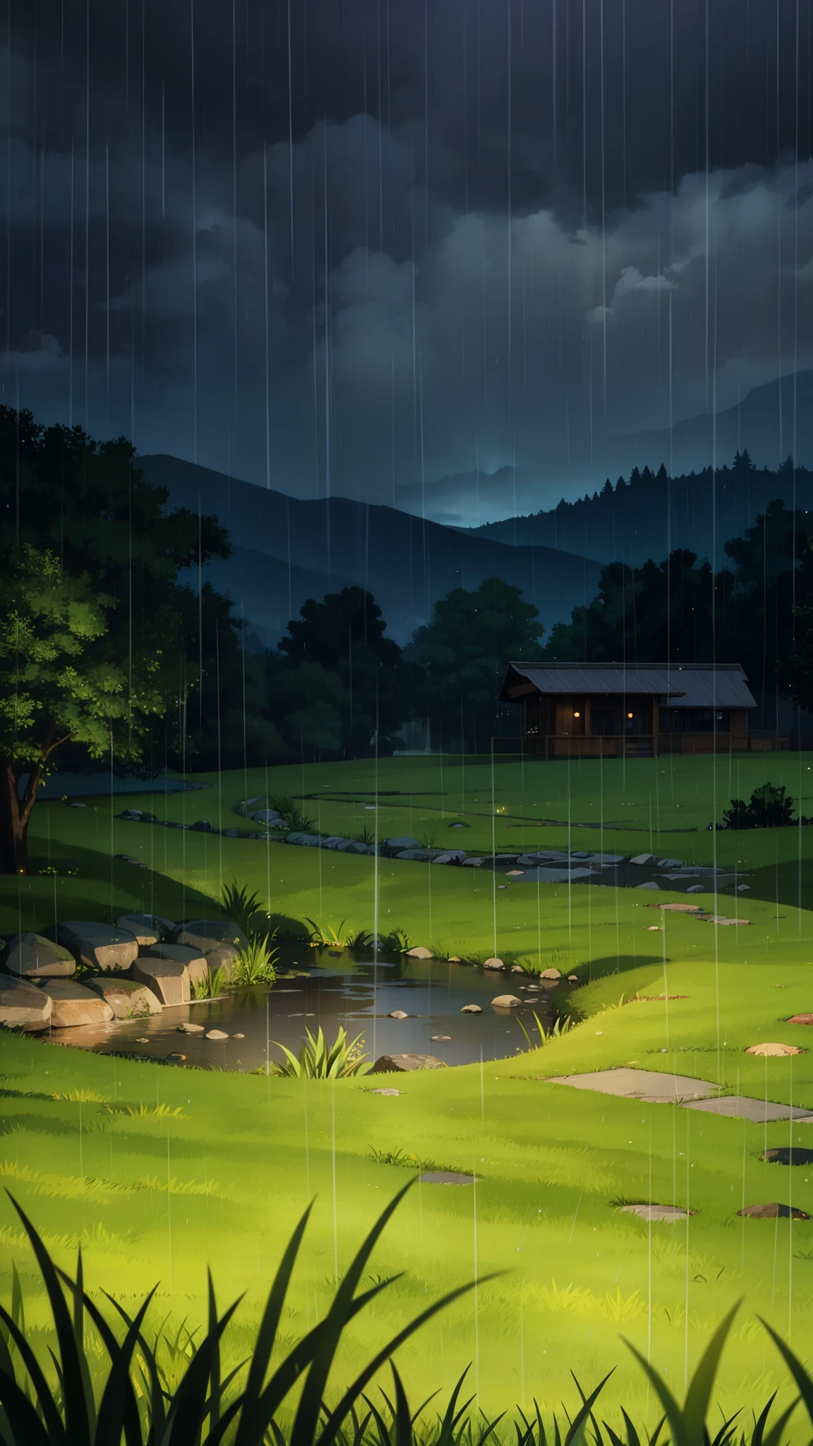 night,rain,grass,montailn