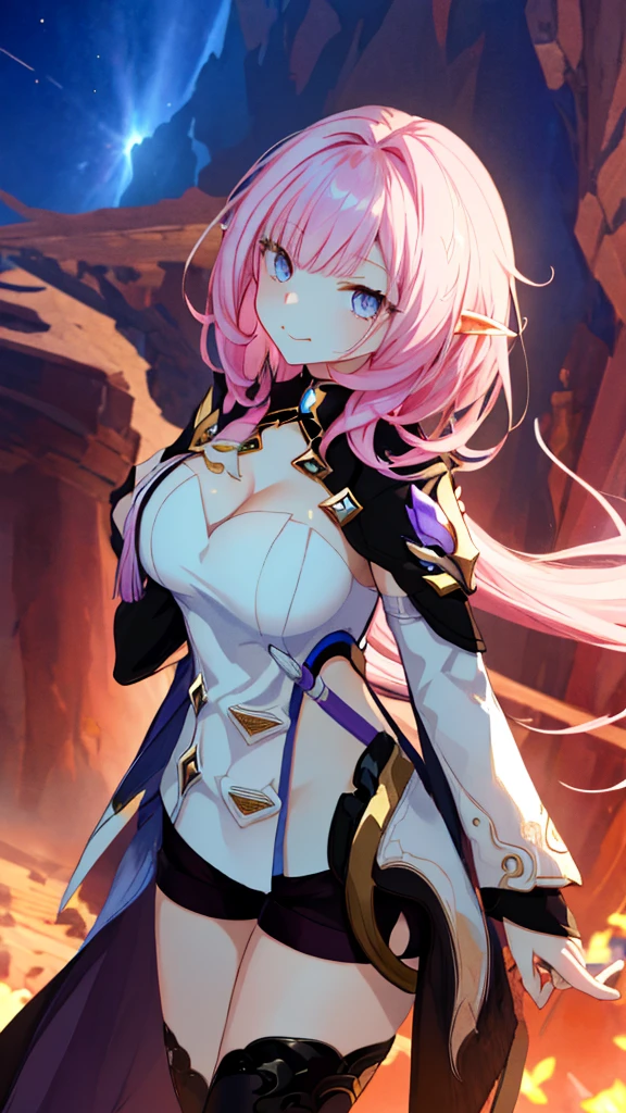 Aura、Half Bob Hair、Horns growing、Demon、blush,smile,Captivating thighs、Combat Uniform、Lolita、Small breastasterpiece:1.2), highest quality, High resolution, unity 8k wallpaper, (shape:0.8), (Beautiful and beautiful eyes:1.6), Highly detailed face, Perfect lighting, Highly detailed CG, (Perfect hands, Perfect Anatomy),