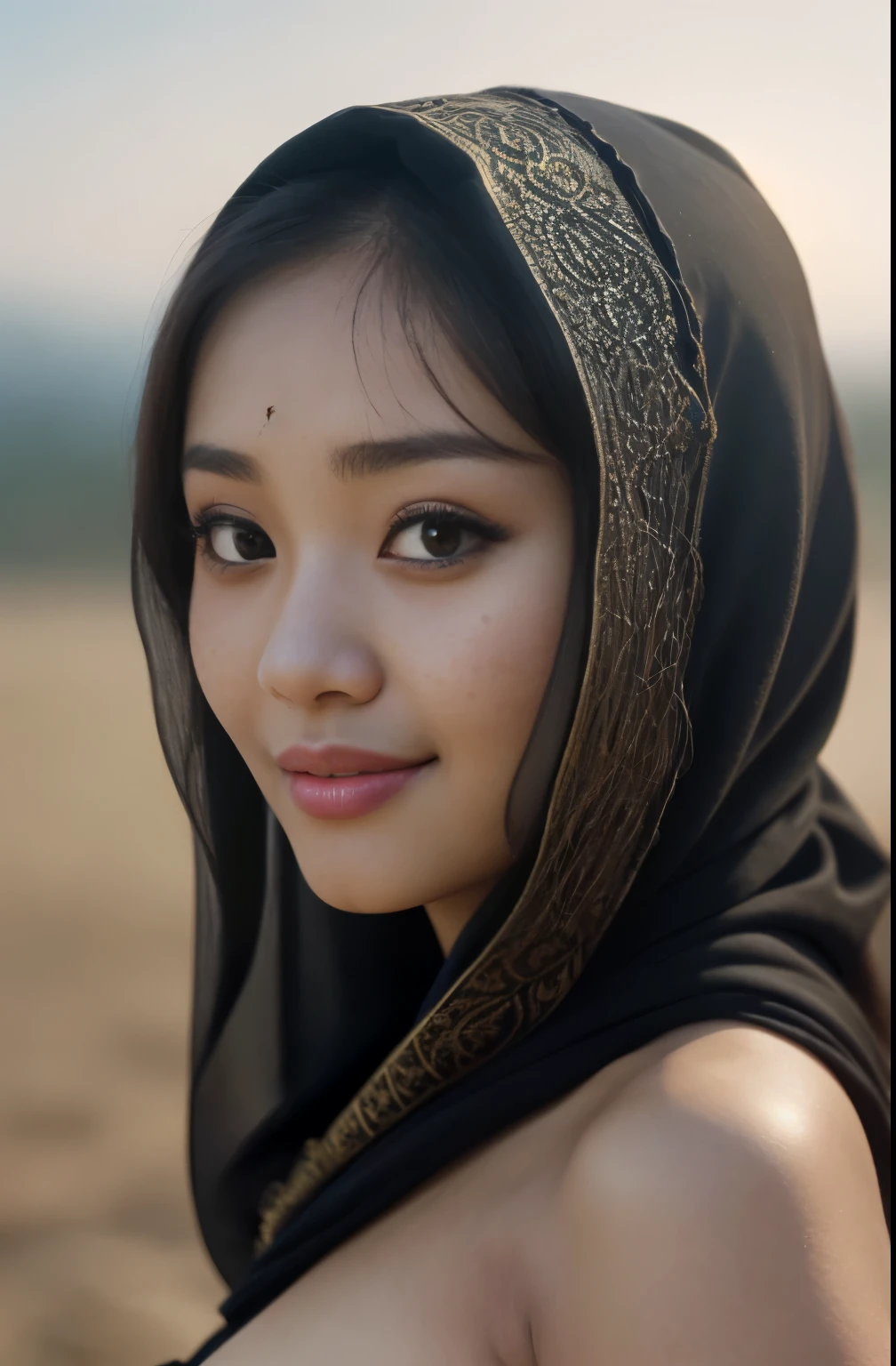 tzuyu, iu, yooa, bellydancer, cleavage, two beautiful javanese and chinese with hijab and few soft freckles, mole below eyes, detail skin texture, smile, , dramatic light , Rembrandt lighting scheme, (hyperrealism:1.2), (8K UHD:1.2), (photorealistic:1.2), shot with Canon EOS 5D Mark IV, detailed face, detailed skin texture, 35mm, over-the-shoulder shot,cool-toned color grading, Deep Focus cinematography effect, Natural Lighting, high quality, ultra detail, 8k resolution,