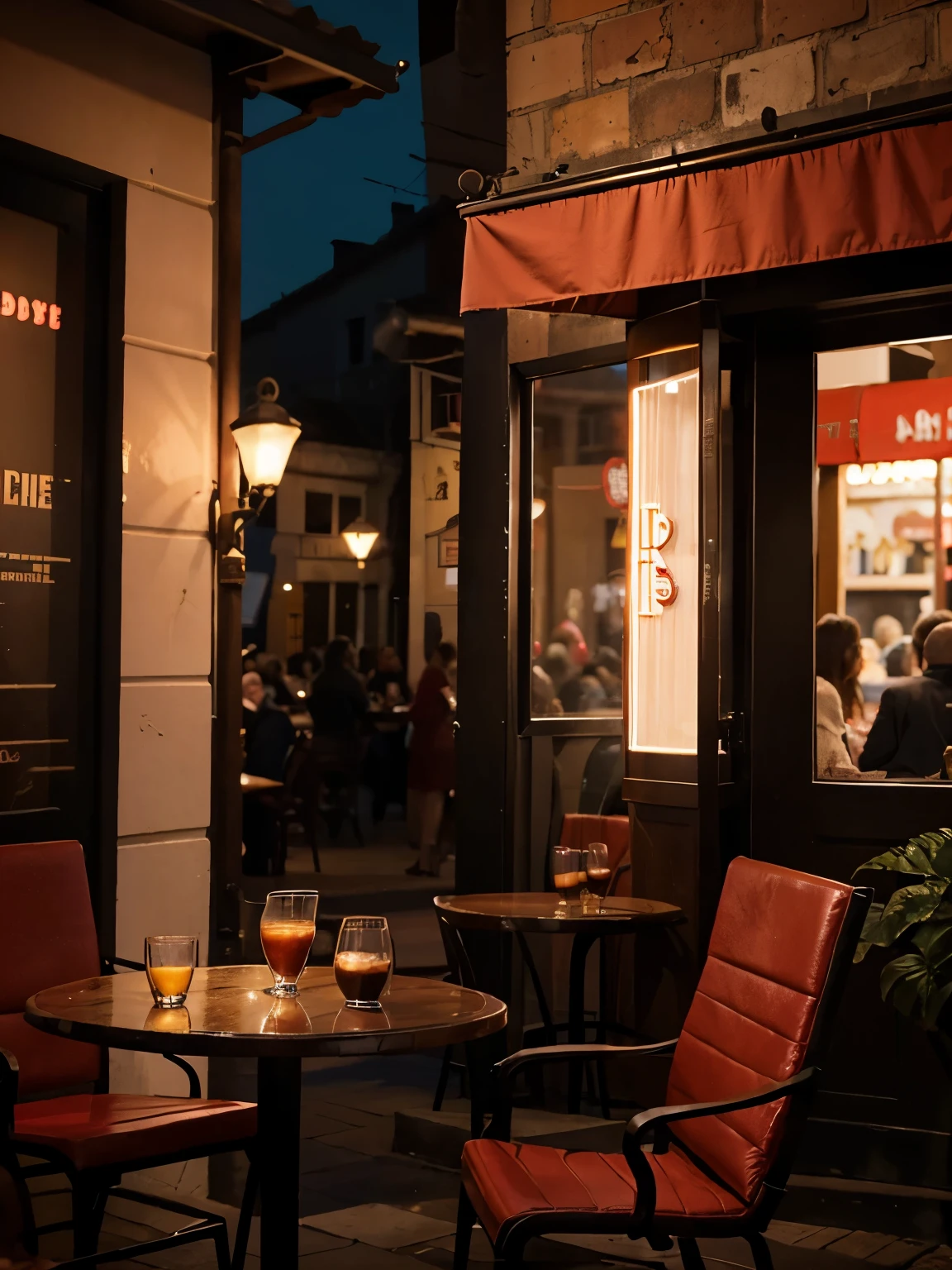 Cafe terrace at dusk