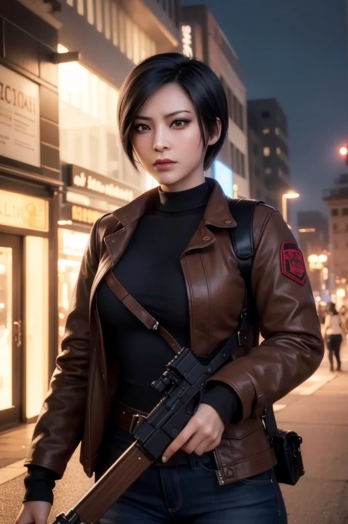 Ada Wong, Melhor qualidade,ultra-detalhado,realista:1.37,there are people,perfectly symmetrical face,ultra-realista texture,corpo perfeito,detailed facial features, realista lighting