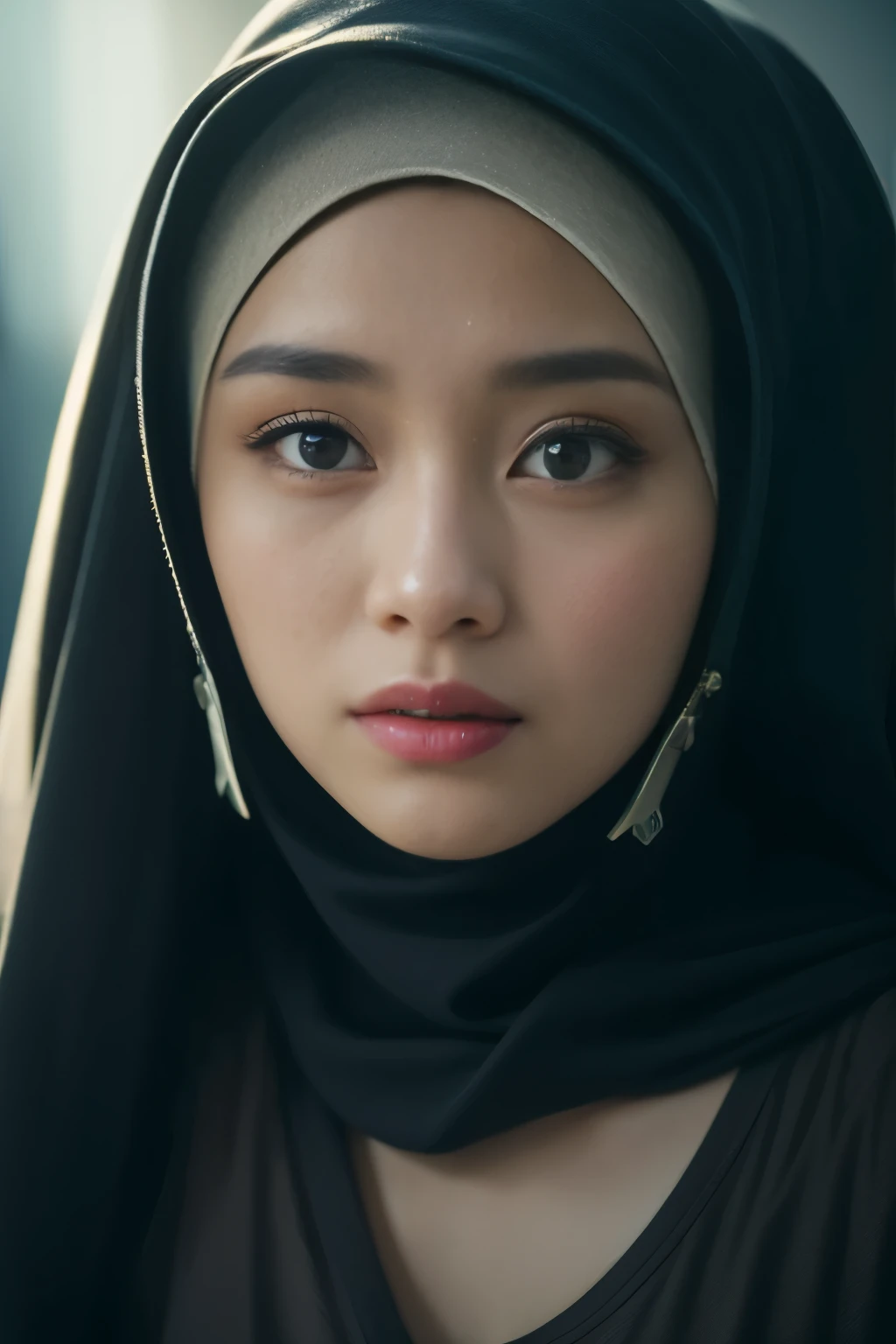 iu, yooa, tzuyu, sportsbra, cyberpunk, javanese, (((hijabi))), cleavage, reflection light, chiaroscuro, depth of field, cinematic lighting, ray tracing, Sony FE GM, UHD, super detail, masterpiece, textured skin, high details, best quality, award winning，3D,hdr（HighDynamicRange）,Ray tracing,NVIDIA RTX,Hyper-Resolution,Unreal 5,Subsurface scattering、PBR Texture、post-proces、Anisotropy Filtering、depth of fieldaximum definition and sharpnesany-Layer Textures、Albedo e mapas Speculares、Surface coloring、Accurate simulation octane rendering of light-material interactions、Two-colored light、largeaperture、Low ISO、White balance、the rule of thirds、8K raw data