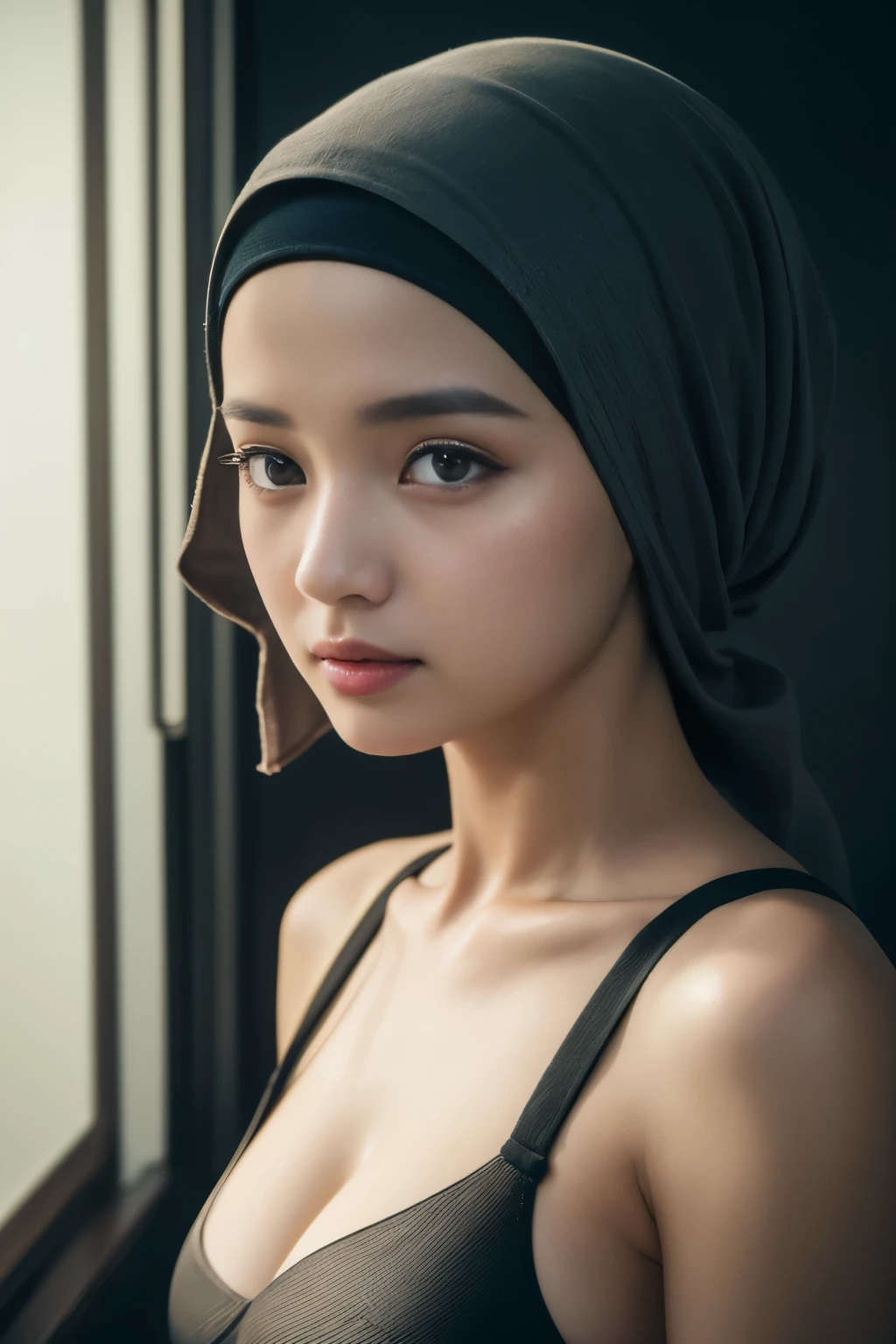 iu, yooa, tzuyu, maid, cyberpunk, javanese, (((hijabi))), cleavage, reflection light, chiaroscuro, depth of field, cinematic lighting, ray tracing, Sony FE GM, UHD, super detail, masterpiece, textured skin, high details, best quality, award winning，3D,hdr（HighDynamicRange）,Ray tracing,NVIDIA RTX,Hyper-Resolution,Unreal 5,Subsurface scattering、PBR Texture、post-proces、Anisotropy Filtering、depth of fieldaximum definition and sharpnesany-Layer Textures、Albedo e mapas Speculares、Surface coloring、Accurate simulation octane rendering of light-material interactions、Two-colored light、largeaperture、Low ISO、White balance、the rule of thirds、8K raw data