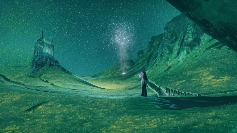 (best quality,4k,8k,highres,masterpiece:1.2),ultra-detailed,realistic:1.37,A girl standing on a fog-covered mountain, admiring the enchanting ancient city