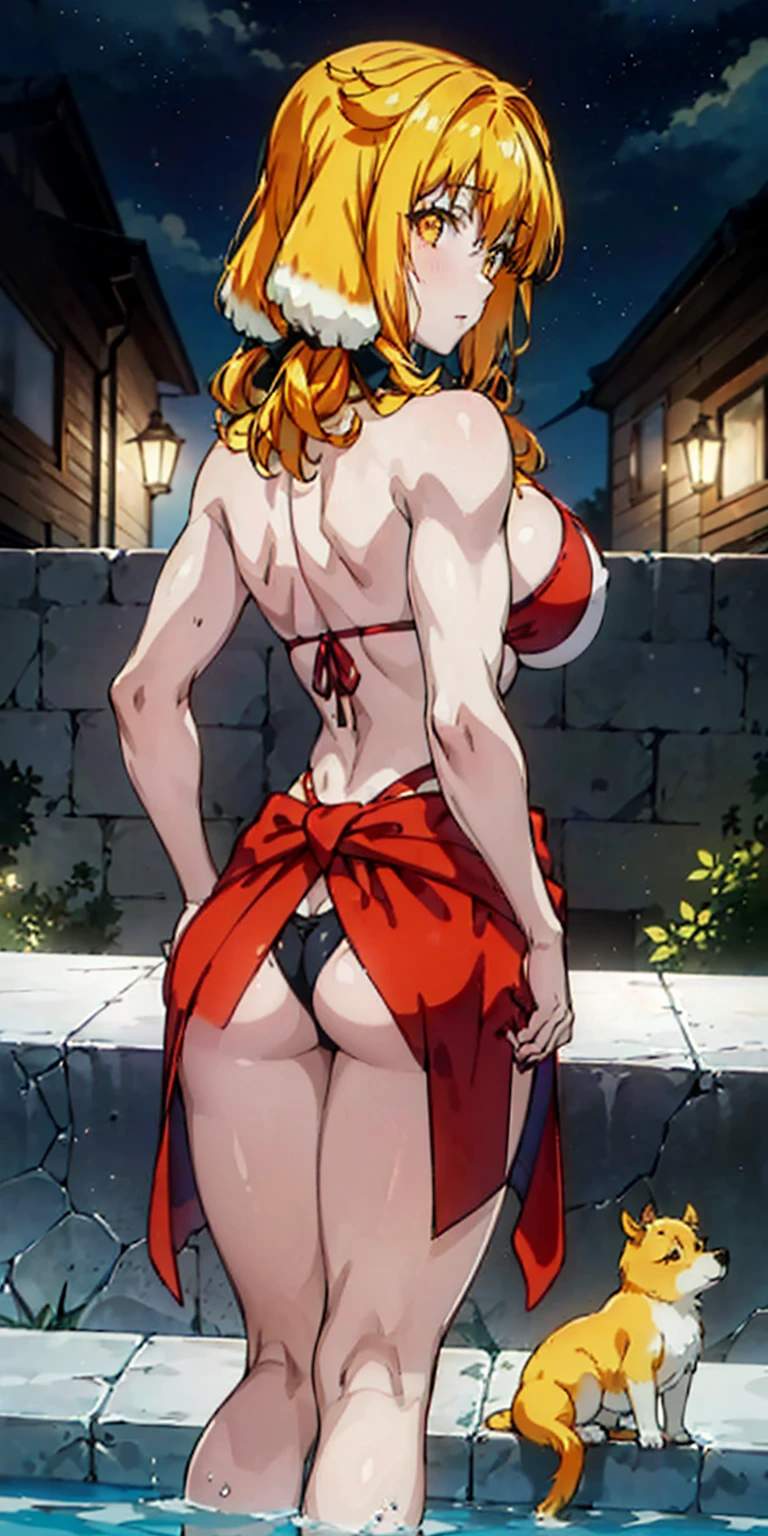 (((1 girl))), medium to large breasts, a beautiful and cute lady, standing, (((in the pool at night))), (big muscular ass), {{{wearing a very sexy bikini }}} , naked, (thin waist), (incredibly beautiful asull body photo, red ribbons in hair, standing, (((bright yellow eyes) )), good anatomy, perfect hand muscular legs))), thin waist, muscular abdomen, wearing black high heel shoes, ((( with her back to me showing her big shapely ass to me))), white skin, hand extremely perfect), (perfect fingers), perfect feet, hands very well done and detailed, ((perfect naillack nails), (straight magenta hair), shiny hair, reflection in the hair, Hair smooth, (((twintails hair))), (golden yellow eye body photo), anime, minimalism, anime style, ray tracing, cinematic lighting, shine, JPEG artifacts, bright light, divine rays, backlight , symmetry, panorama, Sony FE, hard drive, art - Prime, precise, anatomically correct, Super Detail, best quality, hard drive, juice, 16k, dog ears, fluffy dog ears