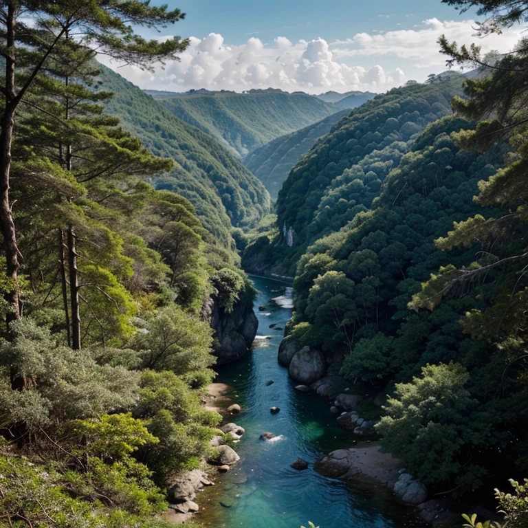Crie um quadro dividido em 4 partes cada parte com uma paisagem diferente paisagens naturais que mostre a beleza da natureza