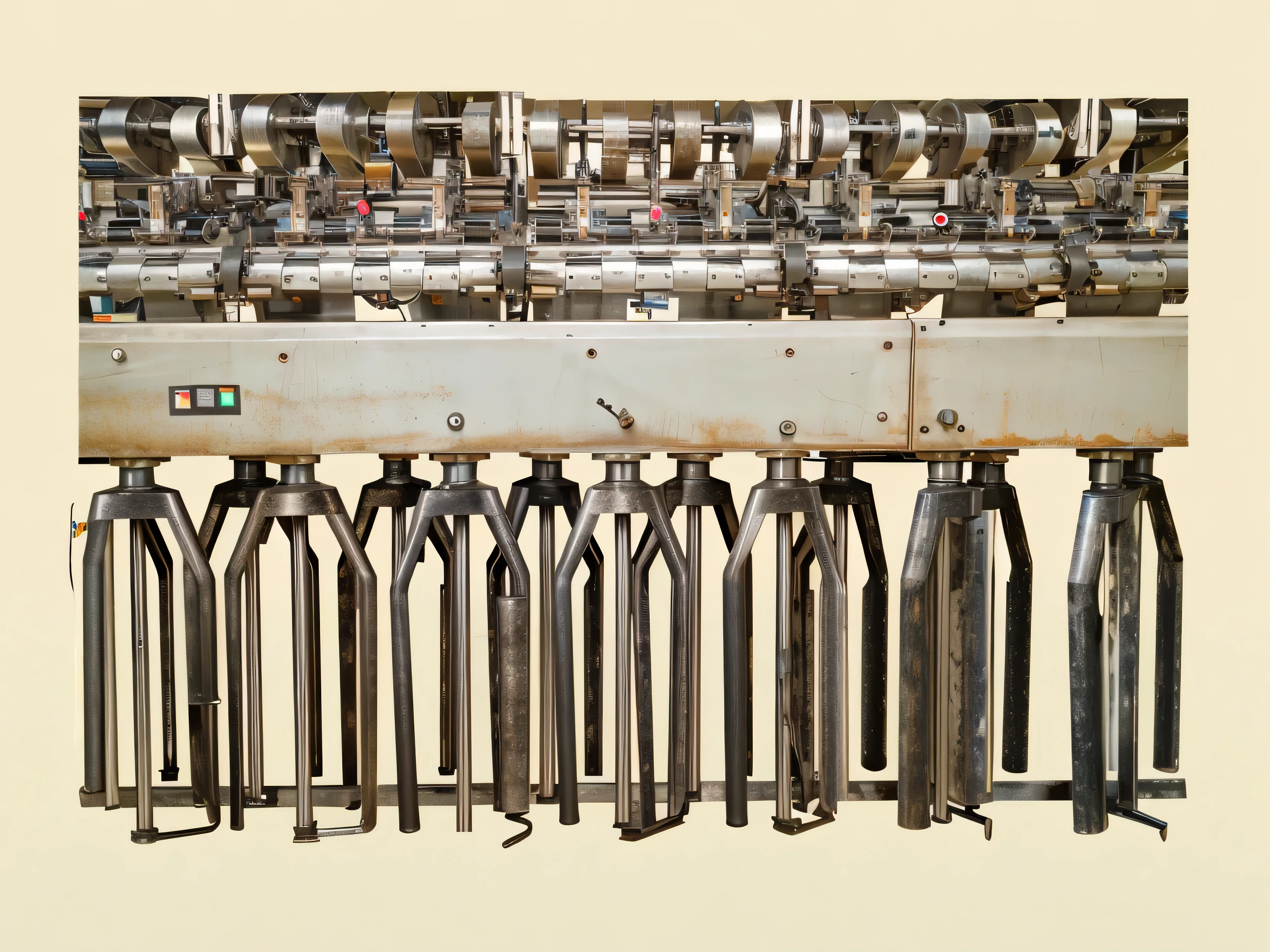 There are many different types of machines on the table, complex machinery, Machinery and wires,  4k, Damaged machinery, close-up photo, industrial machinery, Complex machinery, industrial photography,surreal style，poster art，film lighting,Enhance details，unmatched details