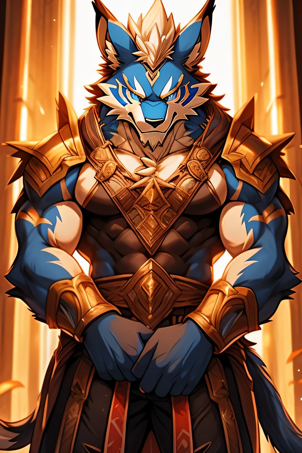 Two-dimensional Leomon orcs，Adult Leomon ，The standard body of a Leomon ，The highest appearance，Highest image quality，blue color eyes，Look to the right，Pokemon，best qualtiy，tmasterpiece，Textured skin，romanticism lain，Cinematic lighting effects，Ray traching，beautiful pupil，Diamond-shaped pupils，Eyes resolute，fur, white hair，one sword, Silas, Extremely detailed Artgerm, caleb from critical role, commission for high resolution, warwick saint, Artgerm on ArtStation Pixiv, nasus, casimir art, trends in art station, raziel irl, djinn human hybrid，Wear knightly armor，