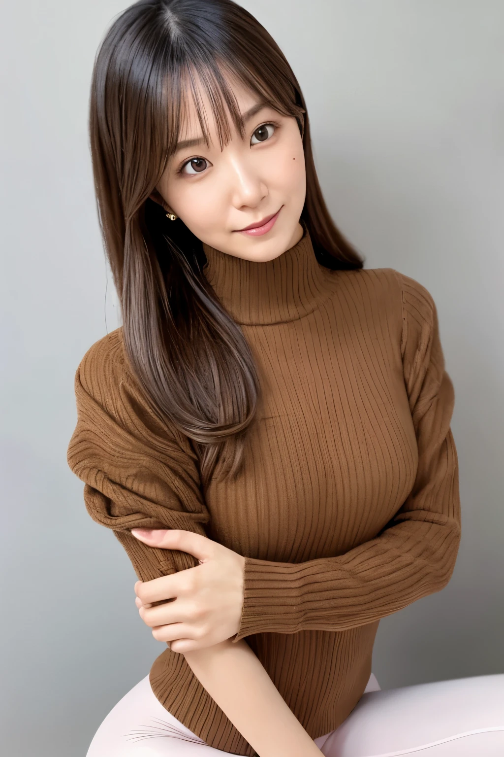 Skinny Japanese woman, age 30s, fix face, (detailed face), (detailed eyes), (long straight hair), Cozy and vibrant lightings and ambience for photoshot, ((emphasis thin waist)), High-waisted cotton leggings (colors matching with top), slender shape, detailed skin, smooth flawless hands & fingers, fix mistakes, add more neat details, Enhance quality, quality maintains, real professional photograph, award-winning portrait, masterpiece, 16K UHD, high detail full-body view, symmetrical, Nikon D850, 85mm lens, f/1.8, depth of field,