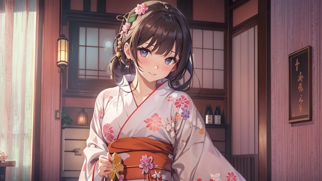 1 beautiful woman, seductive sexy, Alluring plumpness:1.3, Brunette, Straight-haired, pupils sparking, long upper eyelashes, (wearing yukata in hotel:1.5), Japanese-style rooms at the hotel, futon, seductive smile, light blush, ear blush, seductive expression, sexy tease, high quality clothing, beautiful and delicate clothing, super detail face, high detail and delicate eyes, ((accurate limbs)), ((correct finger)), (super textured skin), high quality background, award winning, masterpiece, anatomically correct, retina, highres, UHD, 16k, 8k