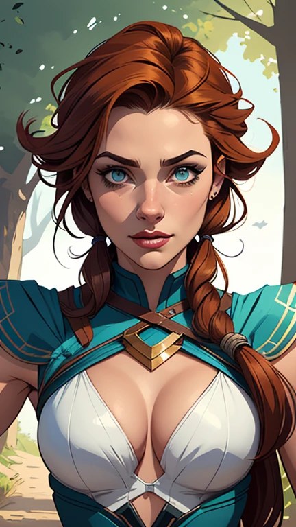 Personagem viking com marcas de guerras Imagem de desenho animado de uma mulher .cartoon style illustration, estilo de arte dos desenhos animados, estilo de arte dos desenhos animados, digital illustration style, design de personagens altamente detalhado, arte digital detalhada coragem, Forest fan art, Design de personagens de retrato, beautiful digital illustration, retrato de alta qualidade, Arte em quadrinhos, mulher jovem cabelo com transas lindas . Beautiful outlined eyes Medium large bust and wonderful sensual clothes. expression of sexual desire image from the waist to the head illustration