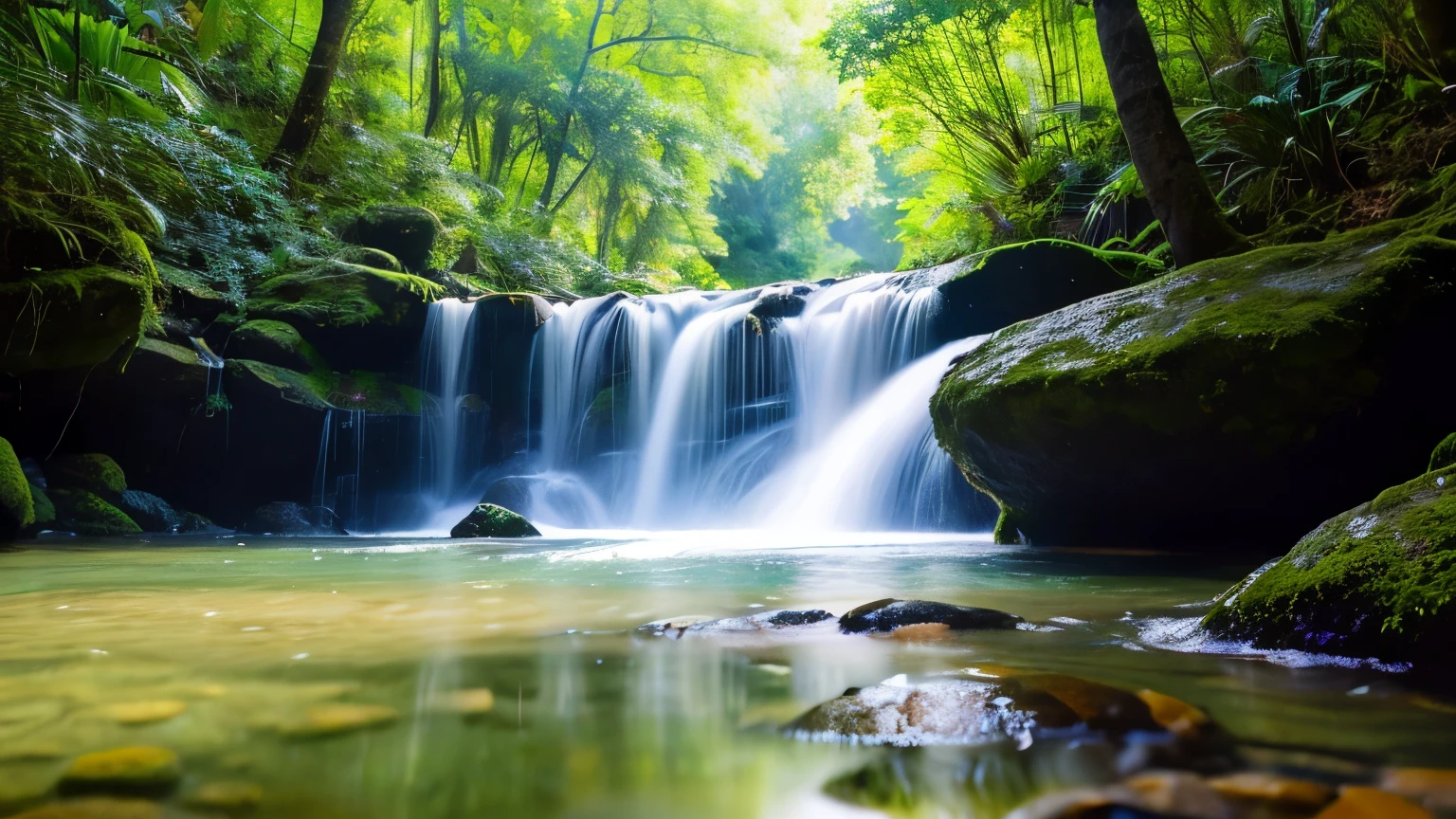 best quality, 4k, 8k, highres, masterpiece:1.2, ultra-detailed, realistic:1.37, HDR, UHD, studio lighting, vivid colors, bokeh, peaceful, beautiful, serene
cachoeira, cascading waterfalls, nature, waterfall, pristine river, lush vegetation, vibrant flowers, vibrant colors, sacred atmosphere, tranquil, serene, calm, sunlight filtering through the trees, shimmering water, gentle breeze, peaceful sounds of nature, birds chirping, refreshing mist, cool and clear water, moss-covered rocks, hidden oasis, untouched beauty, harmonious, utopia, enchanted forest, magical ambiance, divine, natural wonder, unspoiled landscape, mesmerizing scenery, breathtaking view, paradise-like, solace, escape from reality, immersive experience, ethereal, dreamlike, awe-inspiring, hidden gem, seclusion, tranquil haven, soothing, picturesque, inviting, natural harmony.