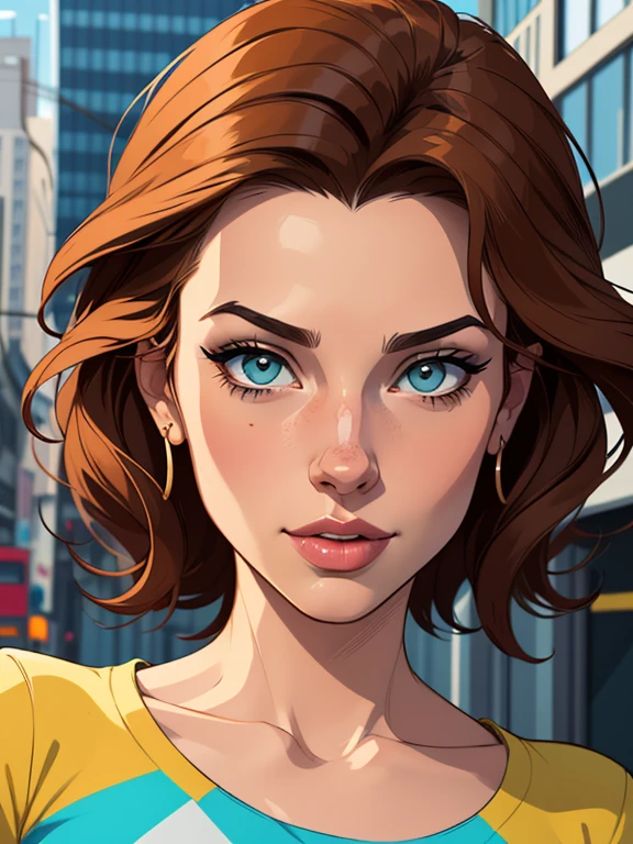 Emília character from the yellow woodpecker site Cartoon image of a woman .cartoon style illustration, estilo de arte dos desenhos animados, estilo de arte dos desenhos animados, digital illustration style, design de personagens altamente detalhado, arte digital detalhada fofa, City fan art, Design de personagens de retrato, beautiful digital illustration, retrato de alta qualidade, Arte em quadrinhos, mulher jovem.  fantasia espartilho sensual. expression of sexual desire