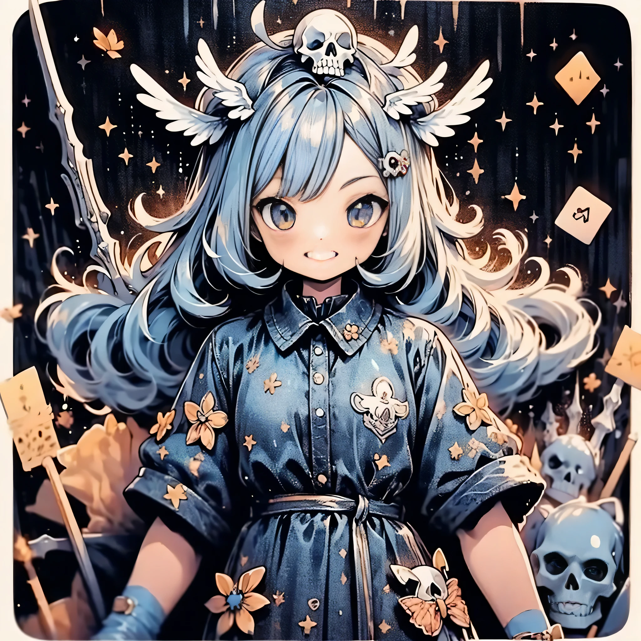 knowledge layout::2, Card Captor Sakura, SKULL fashion, sky blue and white, High resolution