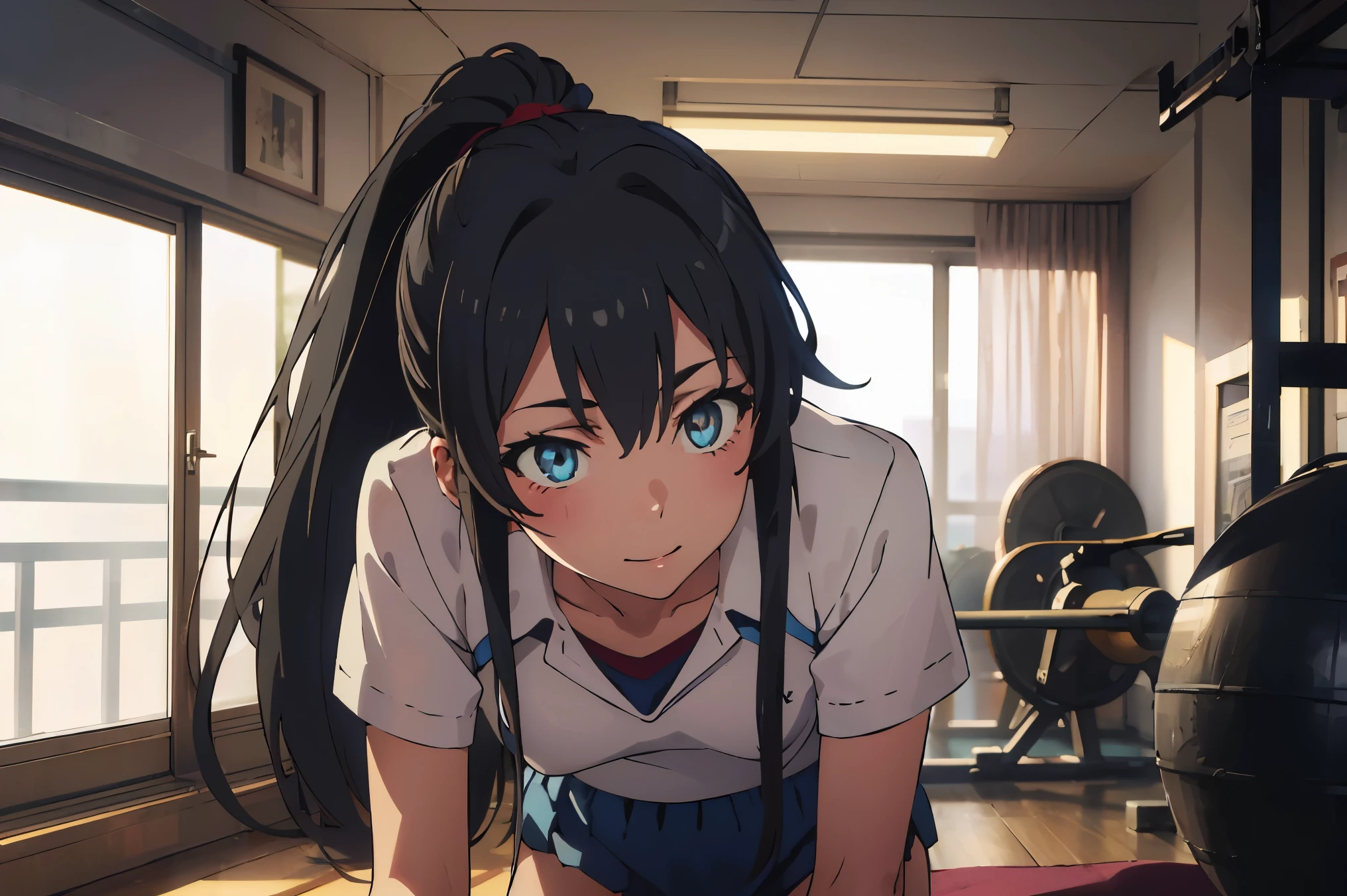 score_8_up, score_7_up, source_anime,1 girl, solo, hair_ponytail ribbon,Black hair, eyes blue, long hair, smile , Yukinoshita Yukino 
BREAK (red buruma, red gym uniform:1.2)
BREAK gym storeroom,
BREAK pov, sex, penis
BREAK (masterpiece:1.2), best quality, high resolution,NSW ,unity 8k wallpaper, (illustration:0.8), (beautiful detailed eyes:1.6), extremely detailed face, perfect lighting, extremely detailed CG, (perfect hands, perfect anatomy),