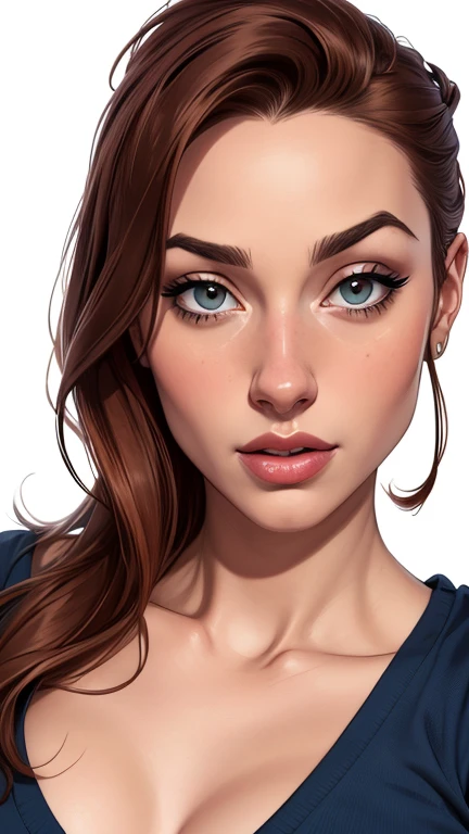 estilo de desenho animado:1.2), mulher Imagem de desenho animado de uma mulher , roupas sensuais , garota super fofa, authoritarian would be facial expressioncartoon style illustration, estilo de arte dos desenhos animados, estilo de arte dos desenhos animados, digital illustration style, design de personagens altamente detalhado, arte digital detalhada fofa, City fan art, design de personagem retrato, beautiful digital illustration, retrato de alta qualidade, arte em quadrinhos, retrato do design do personagem, white background Buso without clothes and medium breasts female character all in Scream the film actresses