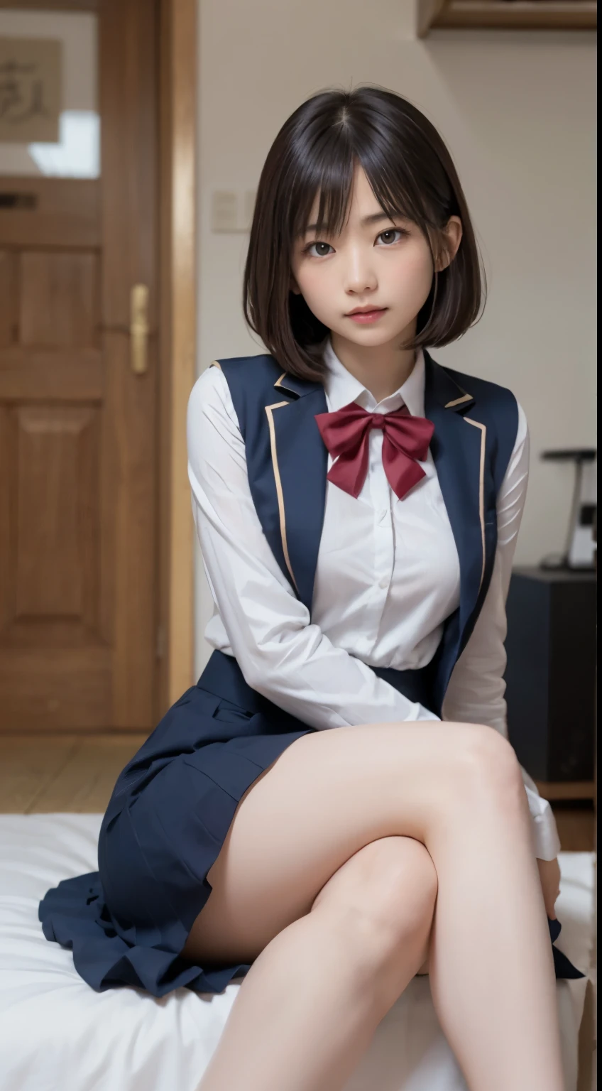 ULZZANG-6500-v1.1, (RAW PHOTO:1.2), (photot-REALISTIC，:1.4), beautiful detailed girls, highly detailed eyes and faces, Beautiful Detailed Eyes, s ridiculous, unbelievably ridiculous, Huge File Size, Super Detailed, Highres, very detail, sthe highest qualit, Master peace、, Kemomimi, ((Japanes girl' high school uniform)), An illustration, very detail, UHQ, unification, 8k wallpaper, Splendid, Fine details, Master peace、, sthe highest qualit, Very detailed UHQ uniform 8k wallpaper, Light on the face、Movie lighting、 girl、((without panties))、((dynamic posing)))、(camel toes)、(Half)、(pantyhose、、、、)、(Sitting on legs bending the knees))、short haired、ple short hair、long neck、Put your ears out、bangs、bigger eyes、Lashes、a Pretty、Very cute