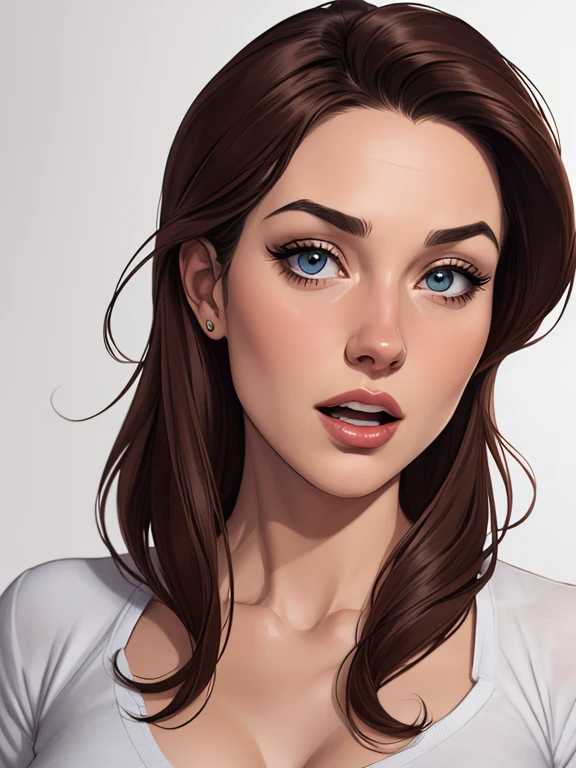 estilo de desenho animado:1.2), mulher Imagem de desenho animado de uma mulher , roupas sensuais , garota super fofa, authoritarian would be facial expressioncartoon style illustration, estilo de arte dos desenhos animados, estilo de arte dos desenhos animados, digital illustration style, design de personagens altamente detalhado, arte digital detalhada fofa, City fan art, design de personagem retrato, beautiful digital illustration, retrato de alta qualidade, arte em quadrinhos, retrato do design do personagem, white background Buso without clothes and medium breasts female character all in Scream the film actresses