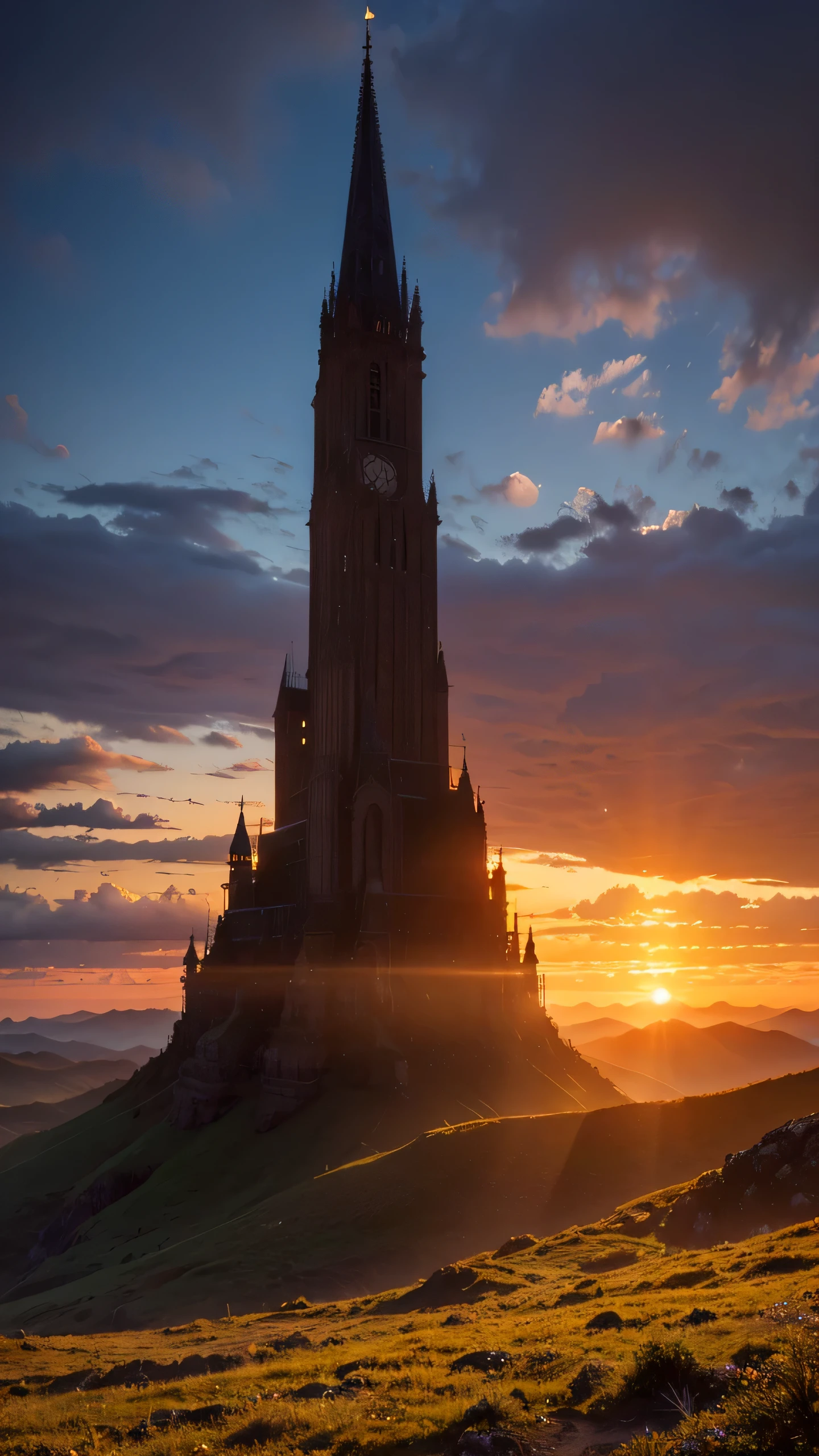 Highest image quality,fantasy,Majestic nature,sunset