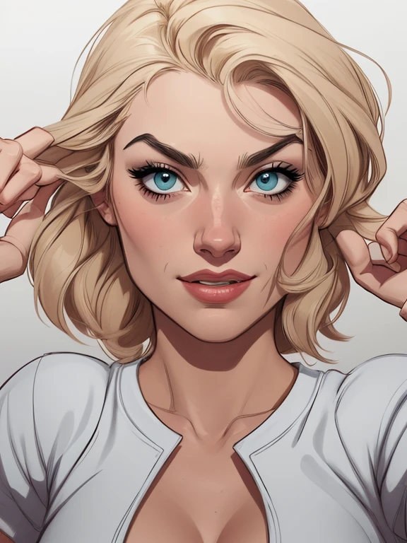 estilo de desenho Yvonne Strahovski animado:1.2), mulher Imagem de desenho animado de uma mulher , roupas sensuais , garota super fofa, authoritarian would be facial expressioncartoon style illustration, estilo de arte dos desenhos animados, estilo de arte dos desenhos animados, digital illustration style, design de personagens altamente detalhado, arte digital detalhada fofa, City fan art, design de personagem retrato, beautiful digital illustration, retrato de alta qualidade, arte em quadrinhos, retrato do design do personagem, white background Buso without clothes and medium breasts female character all in Scream the film actresses