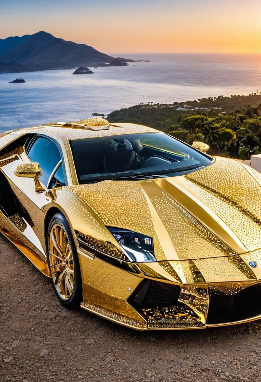 Un super auto deportivo de oro y diamantes 