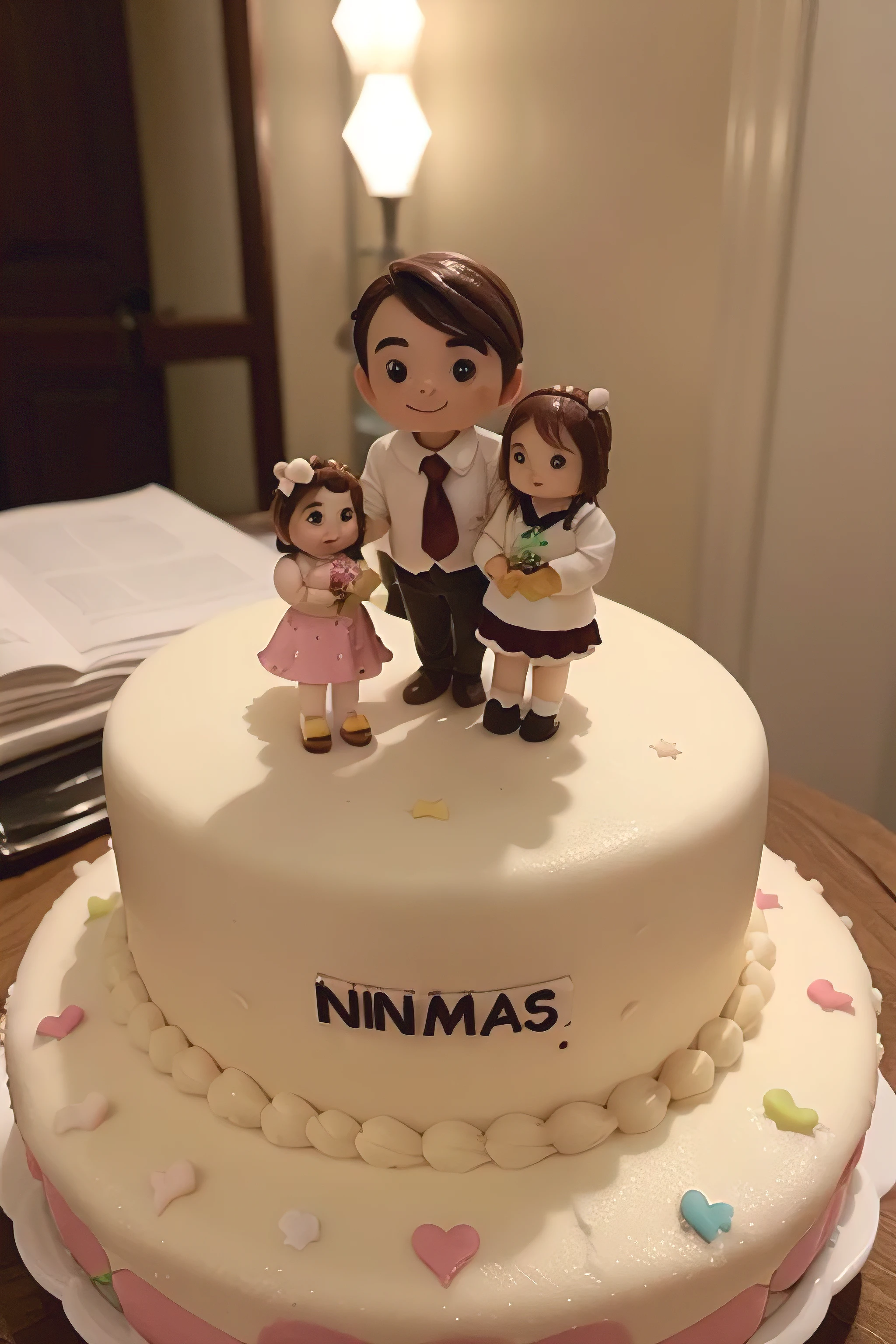 Crea un pastel de casamientos el mas lindo que lleve las iniciales O y W