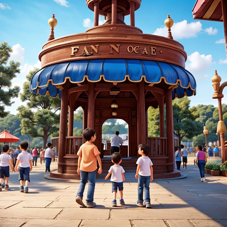 Family having fun at an amusement park