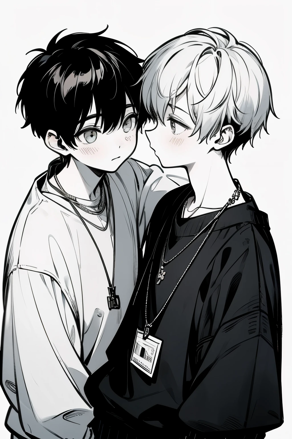 boy no background jumper necklace two people