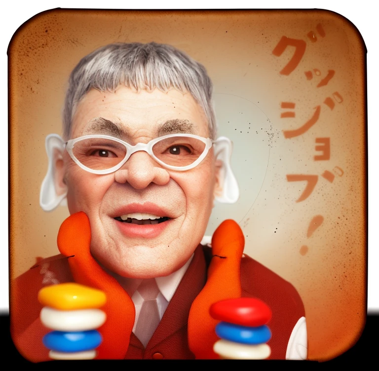 smile, open your mouth, balanced eyes, Big eyes,
(Top quality details: 1.2), realistic, 8K high resolution, Super detailed, high quality texture, intricate details, Detailed CG, An old man wearing white plastic glasses, The color of skin burned by fire, nice, realistic