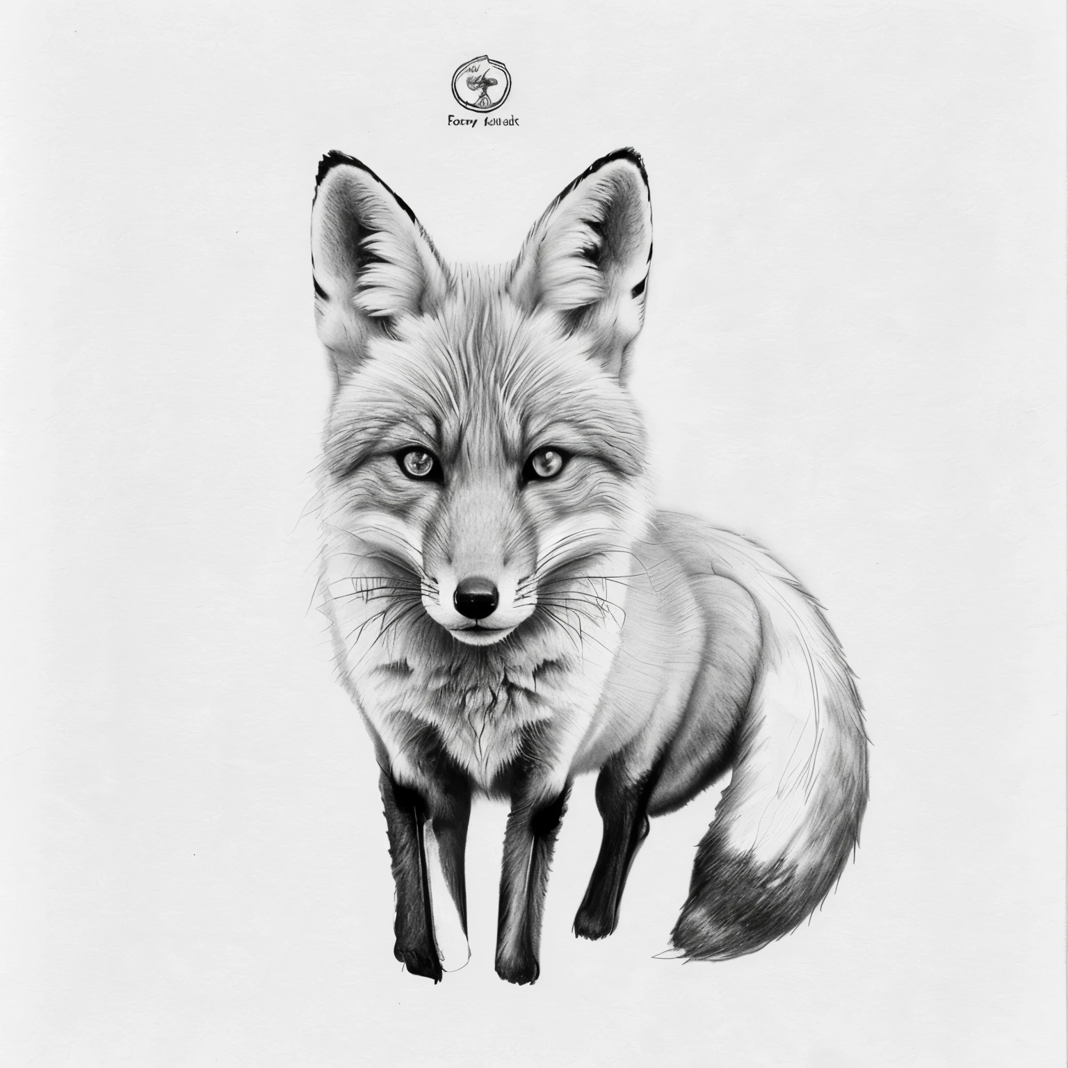 Fox drawing made in pencil, blanco y negro, simple design