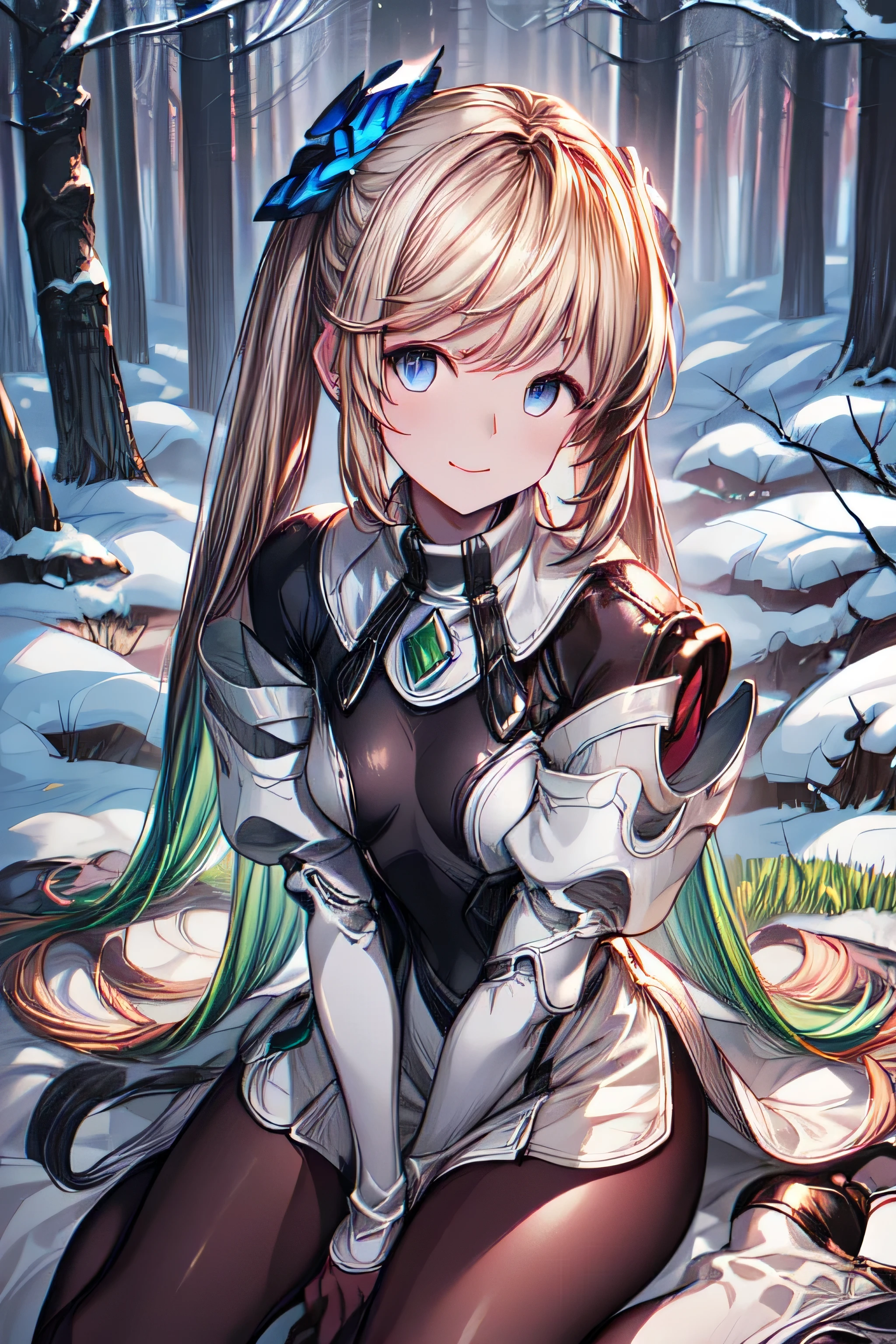 ioeuclase, hair ornament, white dress, black thighhighs, detached sleeves, sitting wariza,grass,sky,smile, wariza,grass,sky,smile, intricate eyes,beautiful detailed eyes,symmetrical eyes,big eyes:1.5, cowboy shot, seductive eyes, sitting, ,intricate eyes,beautiful detailed eyes,symmetrical eyes,big eyes:1.5,(((lustrous skin:1.5,bright skin: 1.5,skin tanned,shiny skin,very shiny skin,shiny body,plastic glitter skin,exaggerated shiny skin,illuminated skin))),(detailed body,(detailed face)), cute, erotic,daring, (((medieval armor,adventurer man armor,winter coat))),(((intricate outfit,intricate clothes, embroidered outfit,ornate outfit,embroidered clothes,ornate armor))), (dynamic pose:1.0),(centered,scale to fit dimensions,Rule of thirds), ((snowy pine forest at night)), with dark stormy clouds,winter,scenery:1.25,((snow forest background)),Christmas tree, highres,sharp focus,(ultra detailed,extremely detailed),(photorealistic artwork:1.37),(extremely detailed CG unity 8k wallpaper),(((vibrant colors,vibrant theme))),(intricate),(masterpiece),(best quality), uniform, dress, pantyhose
