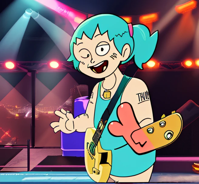 Carl Brutananadilewdki playing Guitar live event concert on New York City, Crazy Happy, Nosebleed, Aqua Hunger Force Style