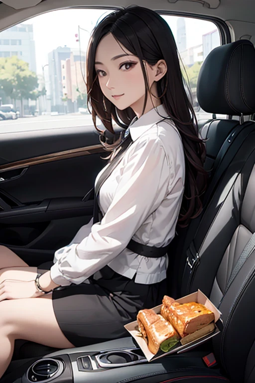 View into the car、Mephistopheles taps on the passenger window from the outside with his smartphone
