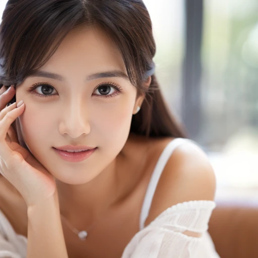 (((32k,high details,high detail、masterpiece,attention to detail,alone))),(Completely naked),Raw photo & realistic atmosphere,beautiful dark blue eyes,detailed mouth,glossy lips,thin eyebrows,fine eyes、Soft white skin that shines in every detail、sheの深い黒い目はとても美しいです,lip details、very beautiful face,very well-shaped face、lifelike face,shining beautiful lips,beautiful eyebrows,infinite reality, Realistic young gravure idol,she'she'she'she'she'she'very cute woman , young gravure idol, young gravure idol, Very beautiful and cute 22 years old beautiful girl,incredibly beautiful and classy,22 years old beautiful girl,natural soft light,(shiny hair,,Beautiful and kind eyes:1.5),gentle smile,well-shaped chest,medium long hair,tie hair,beautiful posture,no makeup,think ahead,whole body