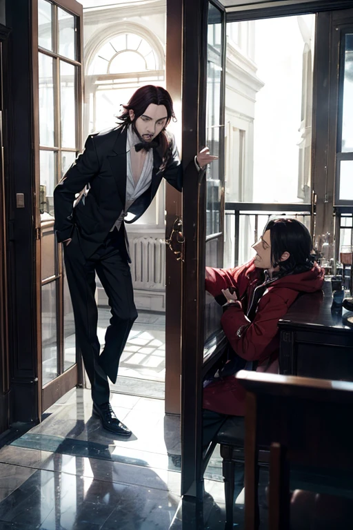 Mephistopheles knocks on the glass from outside