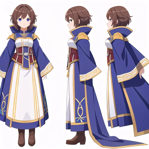 solo female, (((white background))), character focus, fantasy clothes, standing,  character design, multiple views,
