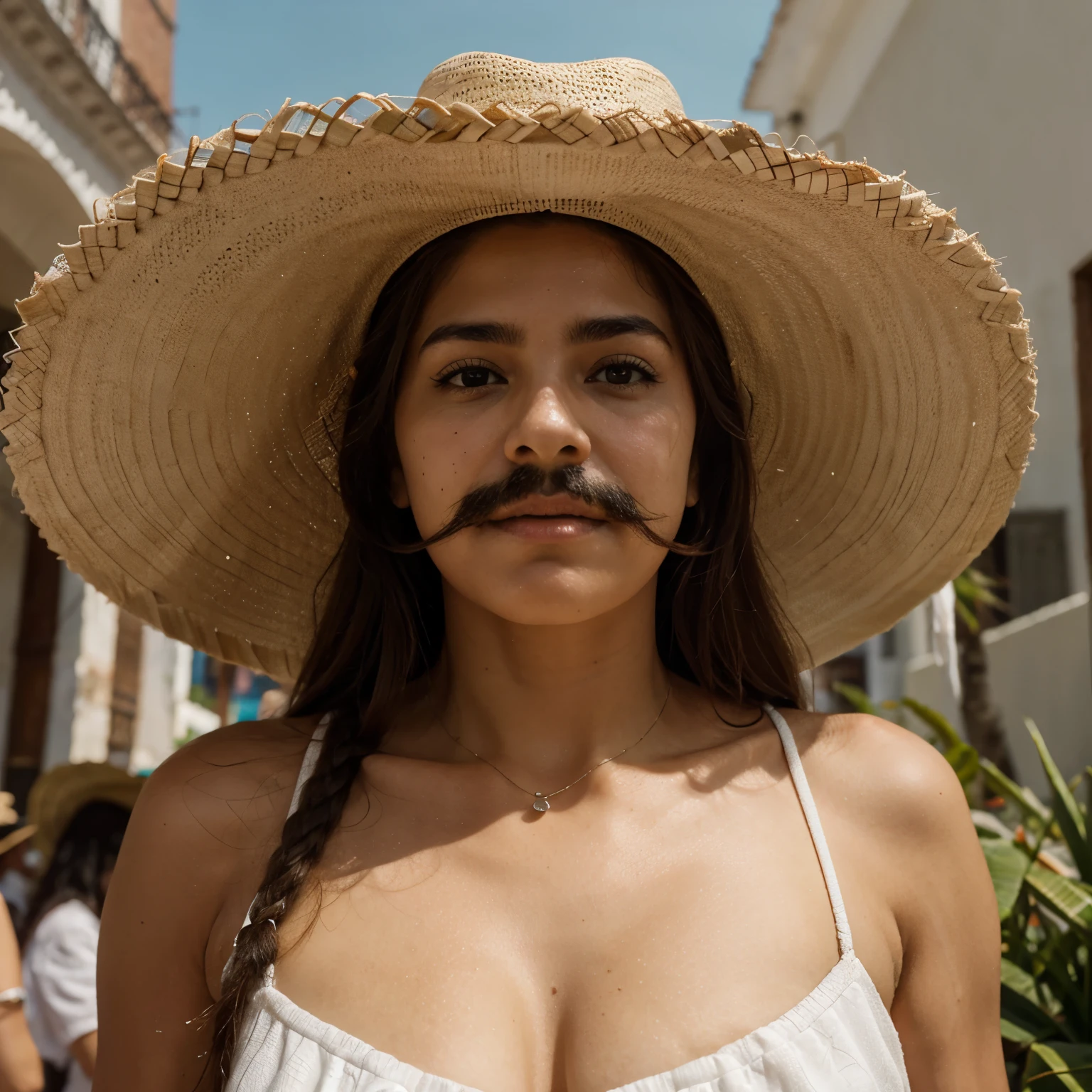 Flor margarita con sombrero y bigotes de Revolucionario