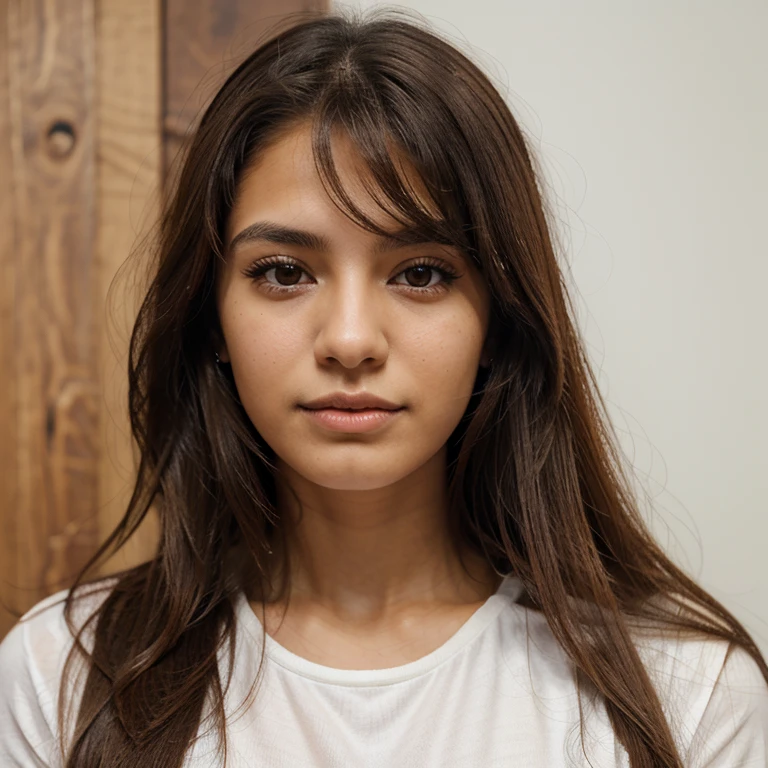 Create the image of a 22 year old Colombian woman, straight, brown, long hair, brown eyes, white skin